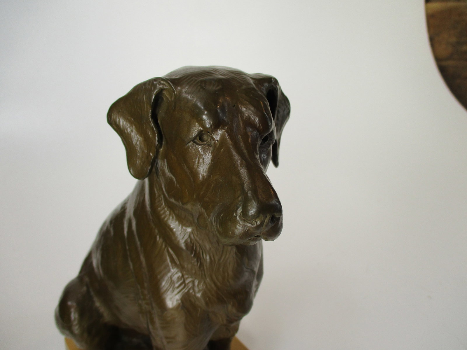 Dan Ostermiller, Bronze Dog, Lab, Labrador Sitting Statue, Wooden Bace Artist Signed: 1995, 2/20 - 13