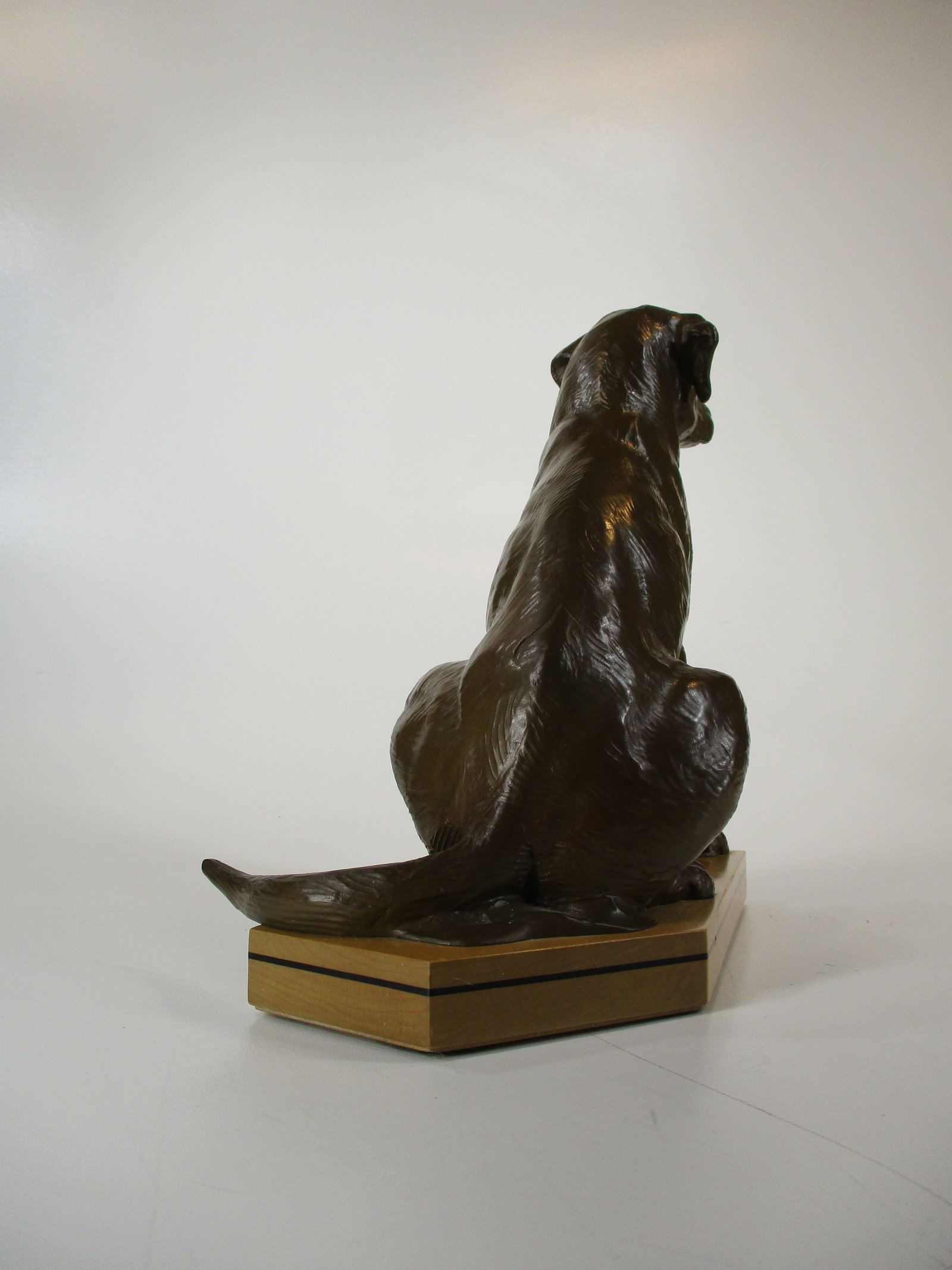 Dan Ostermiller, Bronze Dog, Lab, Labrador Sitting Statue, Wooden Bace Artist Signed: 1995, 2/20 - 14