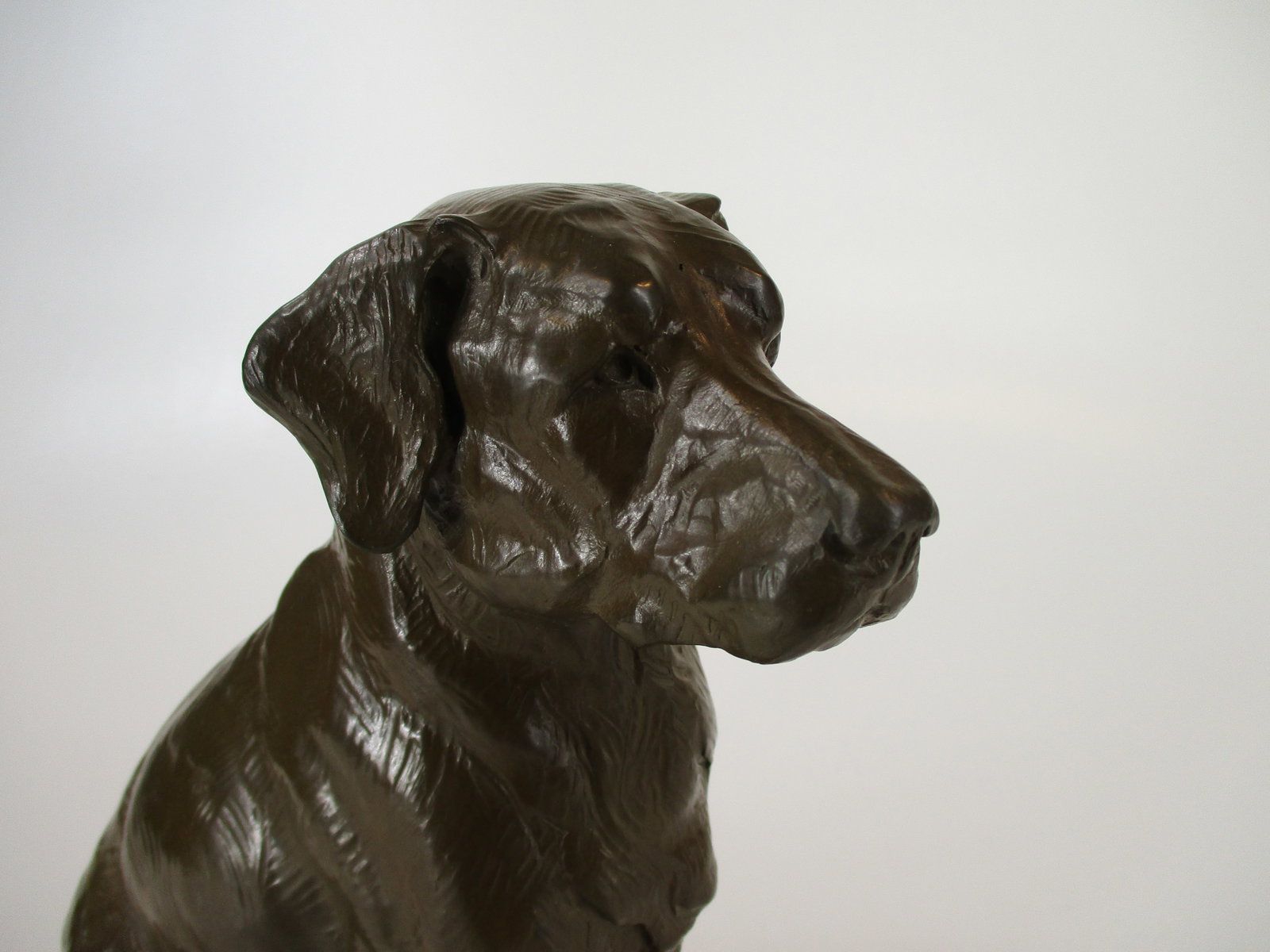Dan Ostermiller, Bronze Dog, Lab, Labrador Sitting Statue, Wooden Bace Artist Signed: 1995, 2/20 - 15