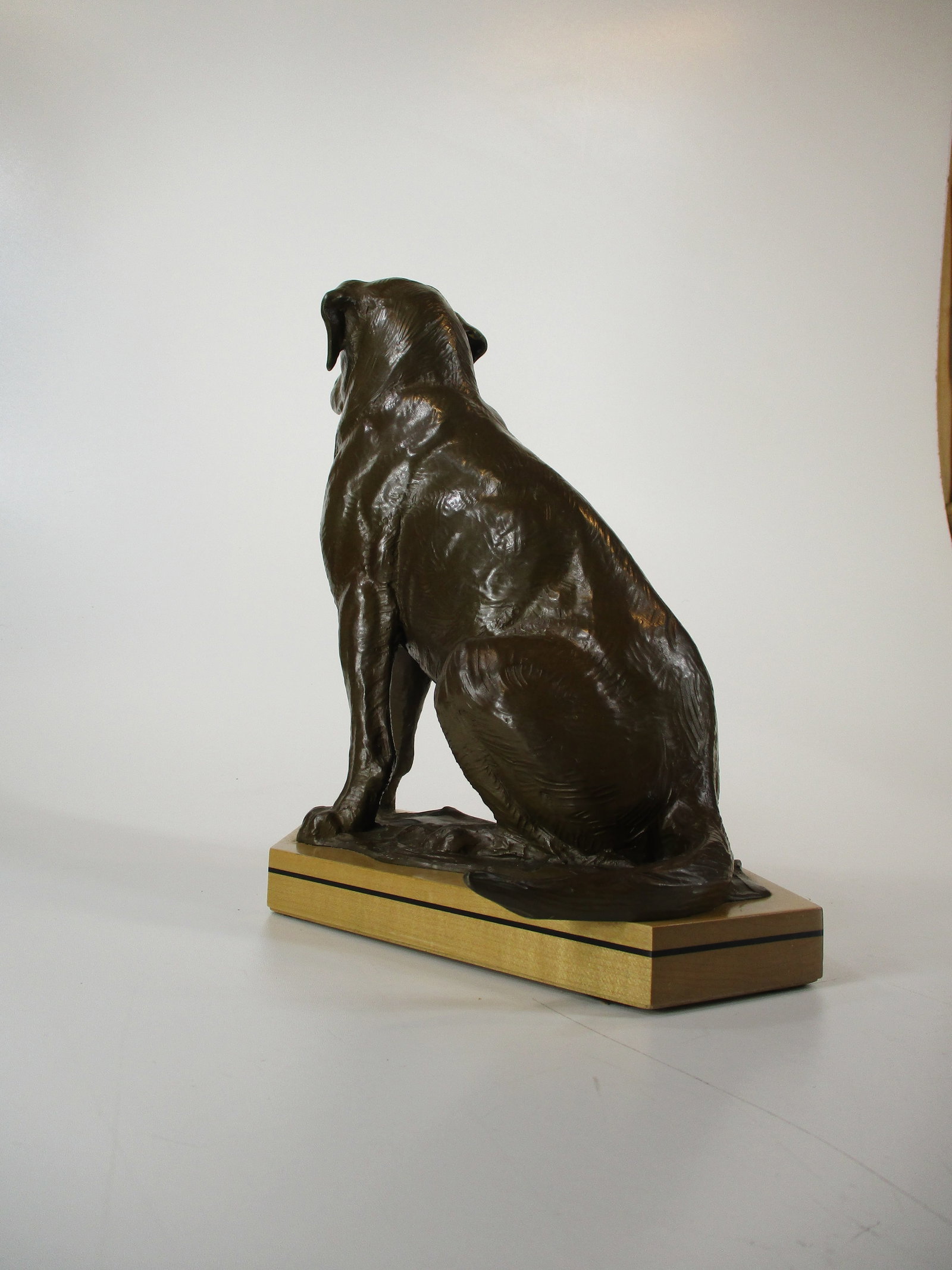 Dan Ostermiller, Bronze Dog, Lab, Labrador Sitting Statue, Wooden Bace Artist Signed: 1995, 2/20 - 17