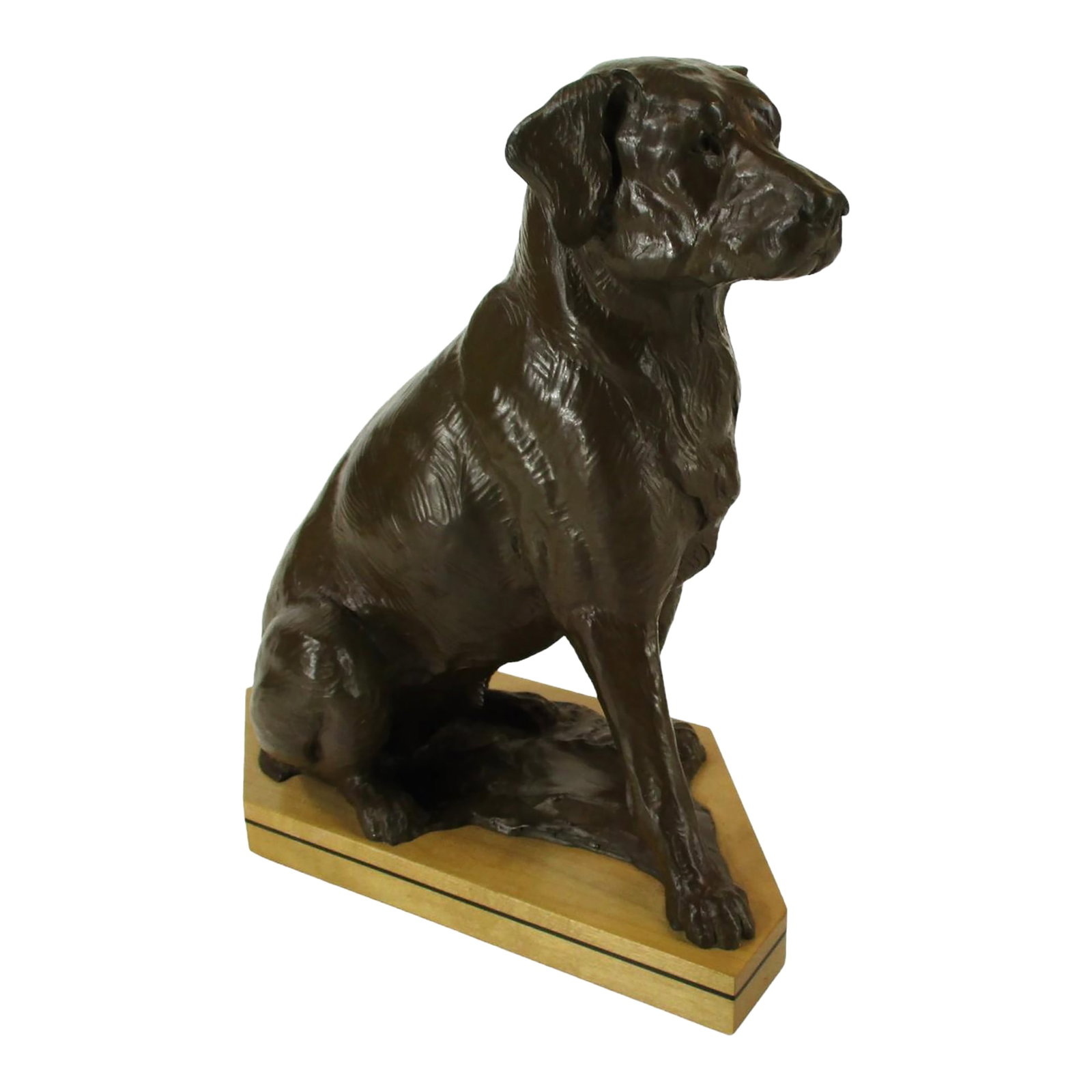 Dan Ostermiller, Bronze Dog, Lab, Labrador Sitting Statue, Wooden Bace Artist Signed: 1995, 2/20: Bronze Dog, Dan Ostermiller, Lab, Labrador Sitting Statue, Wooden Bace Artist Signed: 1995, 2/20 Condition: Alterations: Original Condition Unaltered Imperfections: Some Imperfections Condition