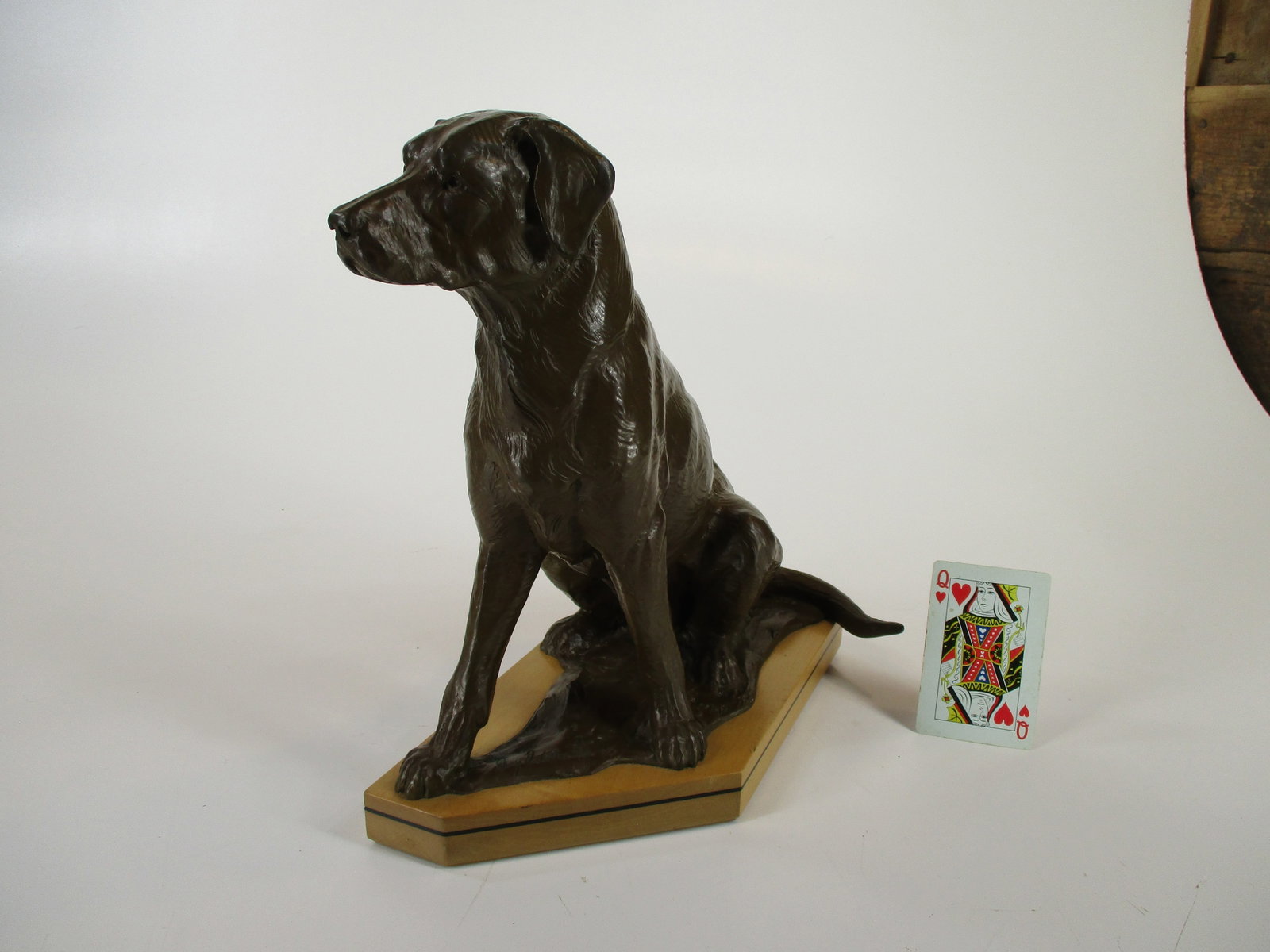 Dan Ostermiller, Bronze Dog, Lab, Labrador Sitting Statue, Wooden Bace Artist Signed: 1995, 2/20 - 4