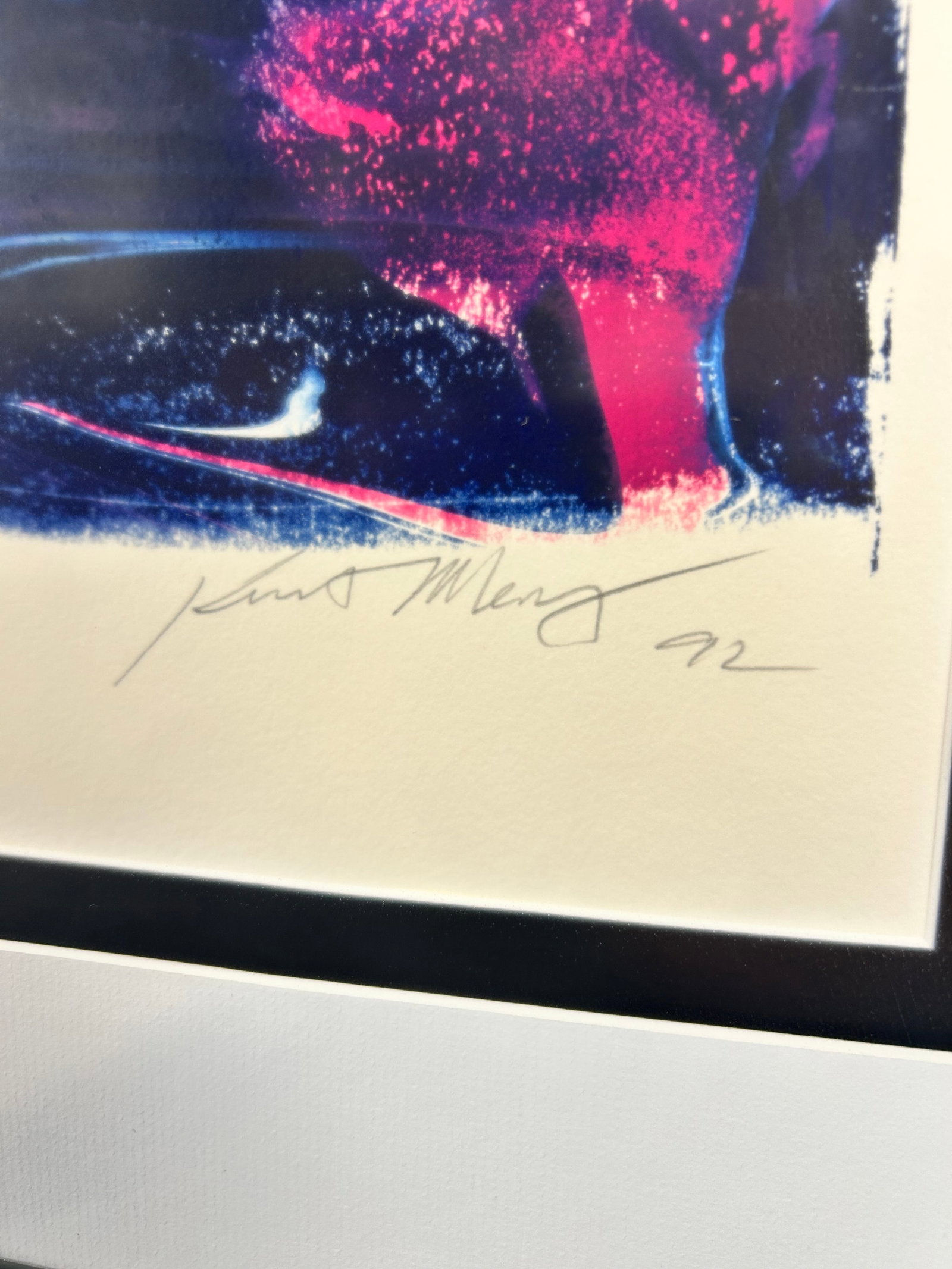 1992 Postmodern Abstract Monoprint by Kurt Merry in Custom Nielsen Pewter Frame - 5