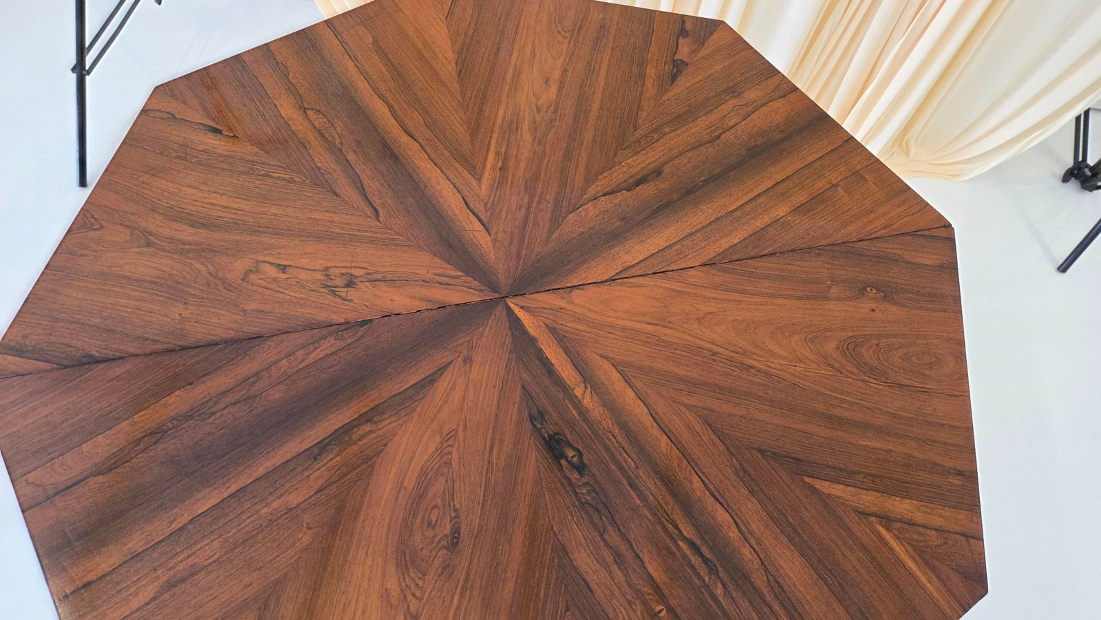 Antique Octagonal Walnut Finish Tilt ( Snap) Pedestal Center Table - 17