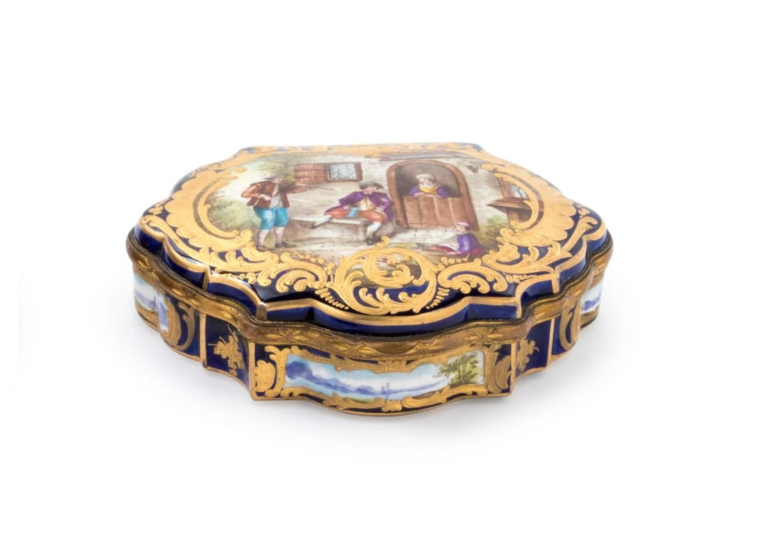 1840 Sevres Louis XVI Blue Gold Porcelain Box - 1 Pc - 11