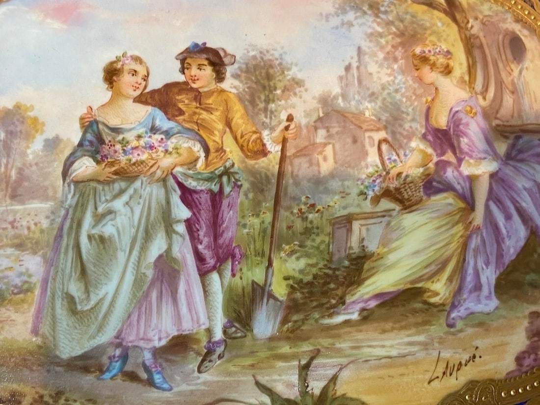 19thC Sevres Rococo Blue Porcelain Gallant Box - 1 - 10