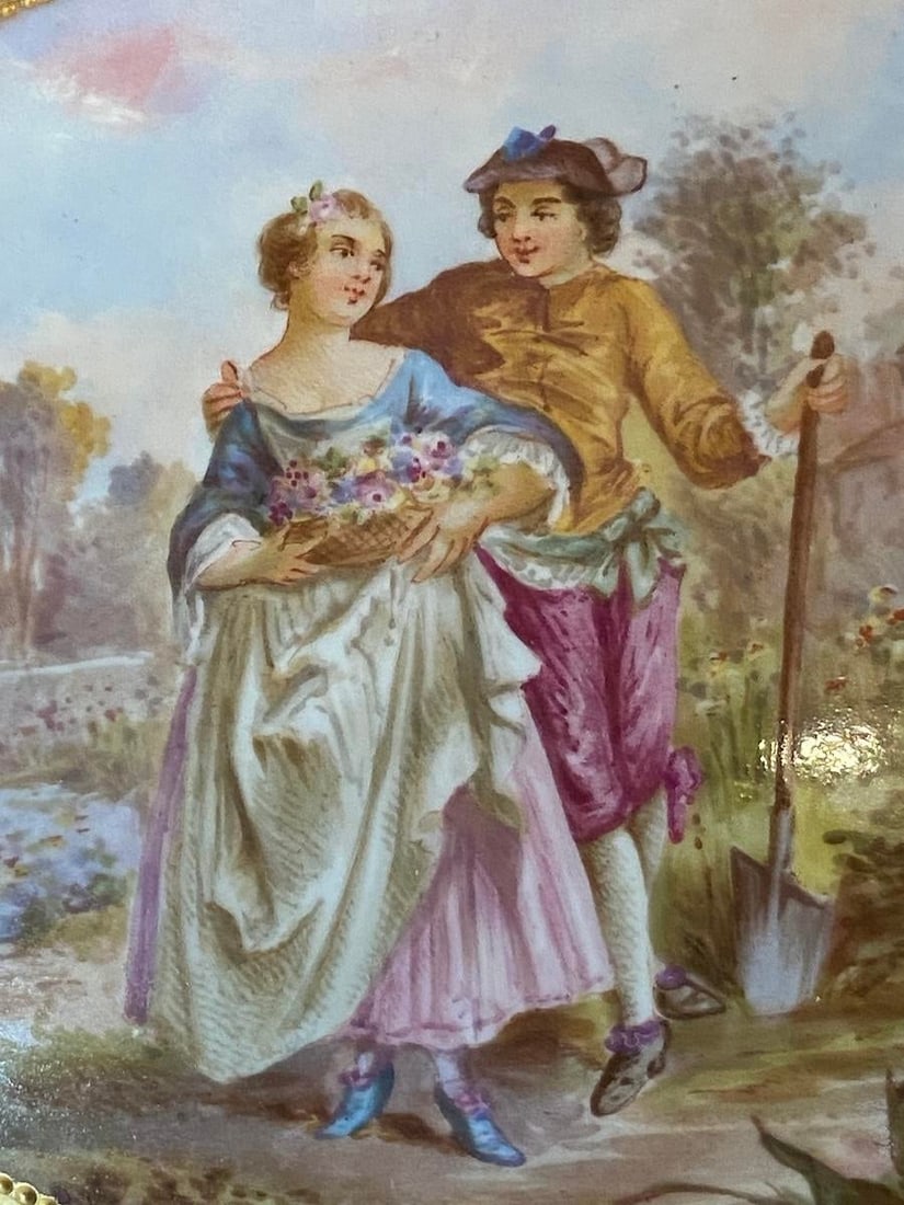 19thC Sevres Rococo Blue Porcelain Gallant Box - 1 - 7