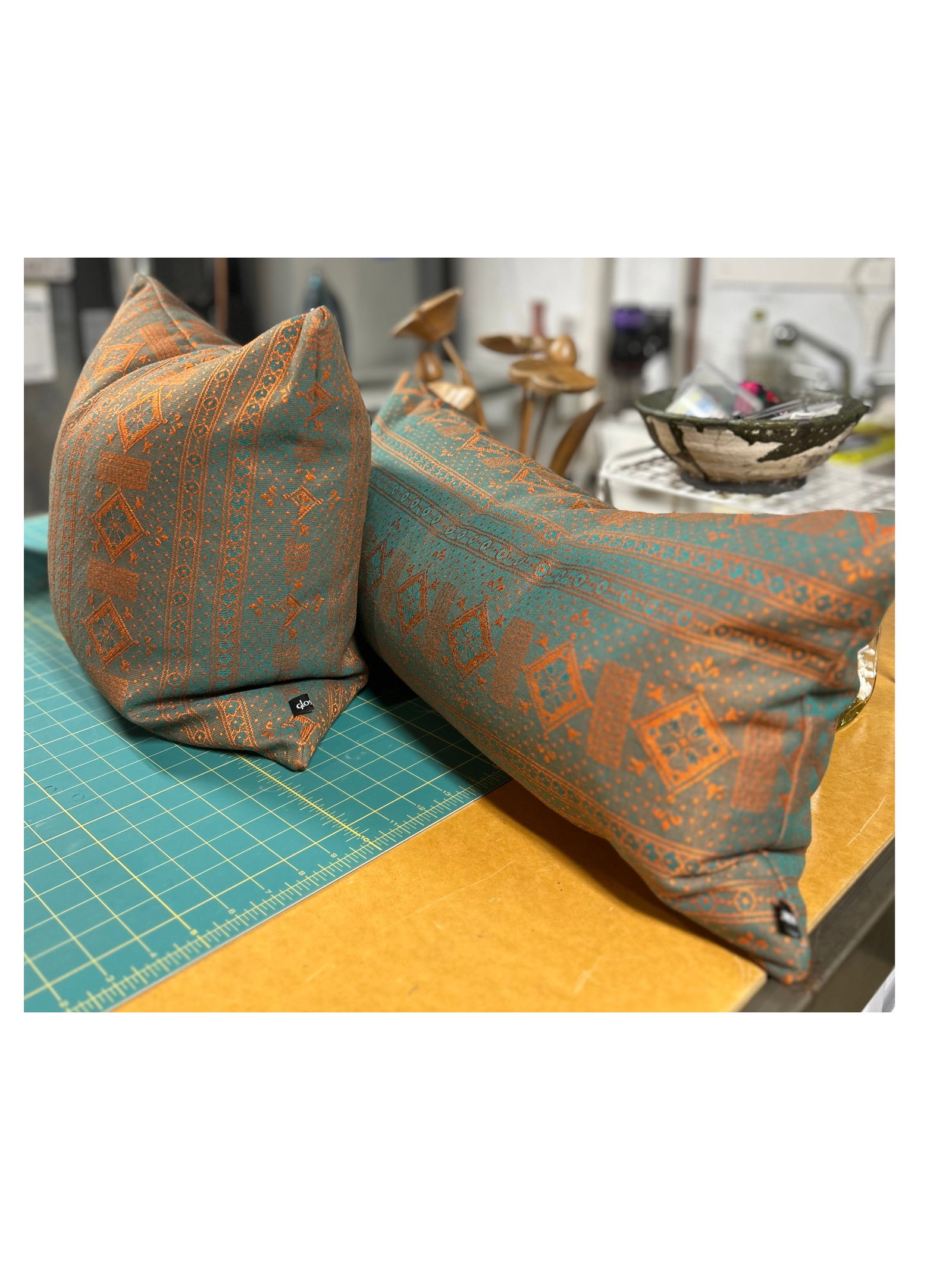 Set of Artisan Nomad Wool Neo-Folk Tribal Throw Pillow, Handworked Locally Chicago - 7