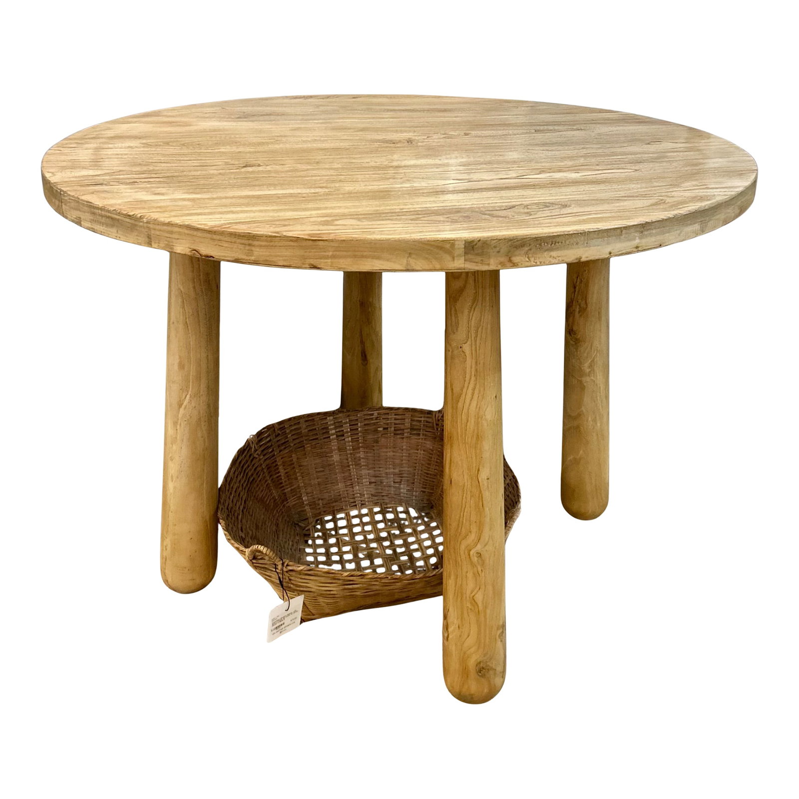 Contemporary Wabi-Sabi 43" Round Solid Mango Wood Pillar Dining or Foyer Table (1 of 6)