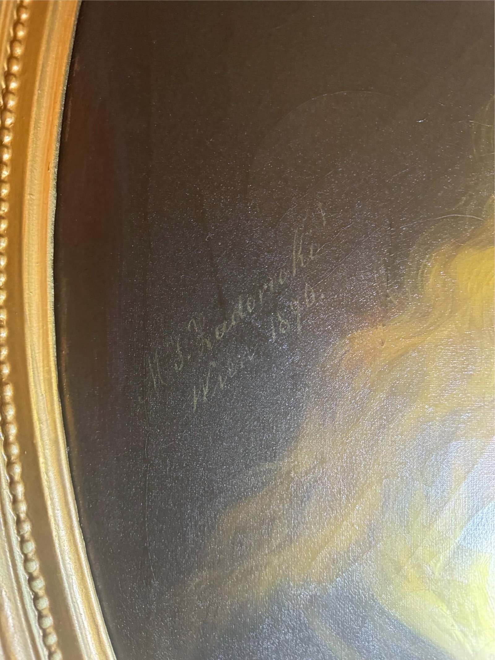 Antique Oil on Canvas Spatal Gilt Frame, Vienna, Signed 1870 - 2