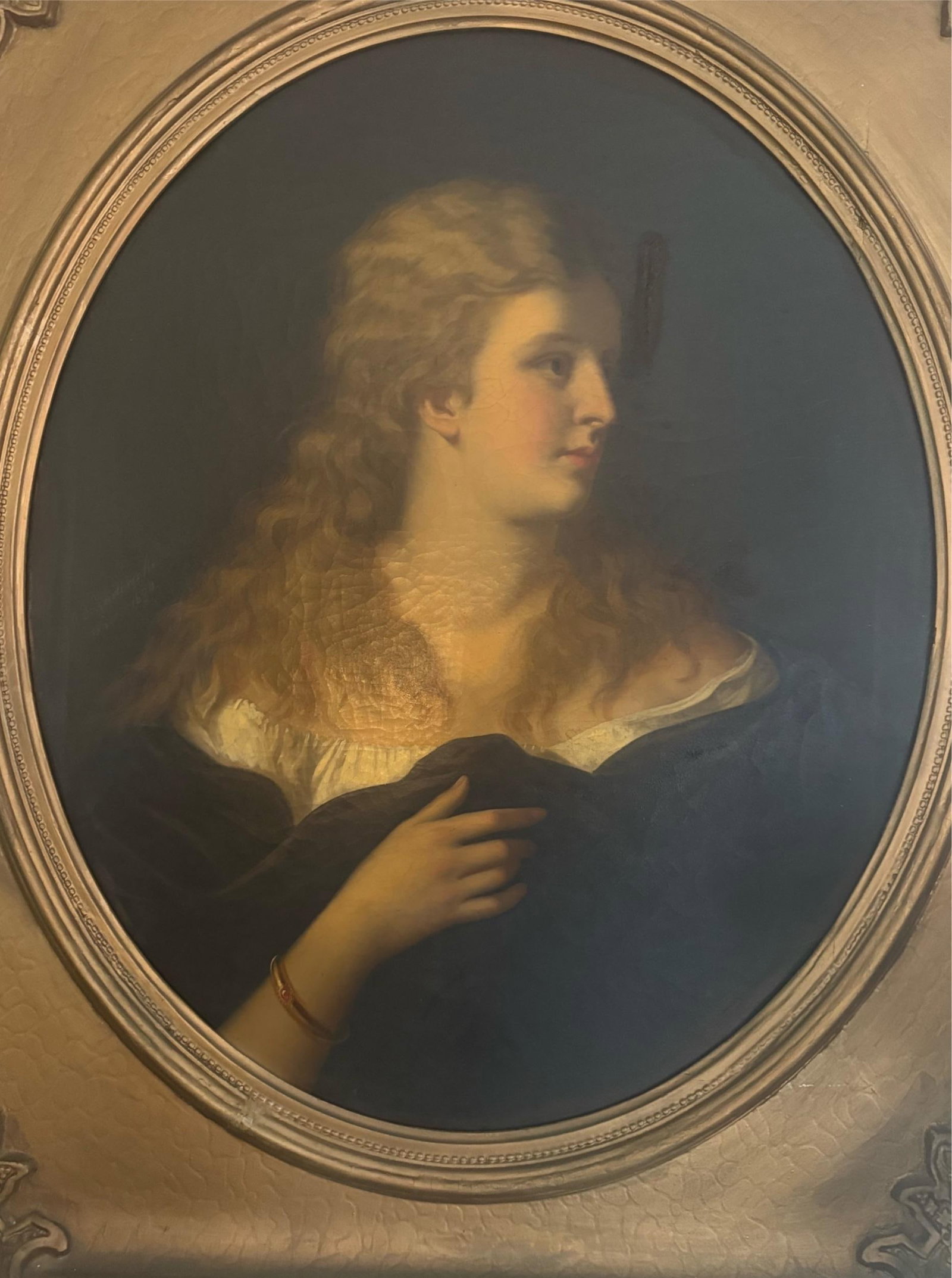 Antique Oil on Canvas Spatal Gilt Frame, Vienna, Signed 1870 - 3
