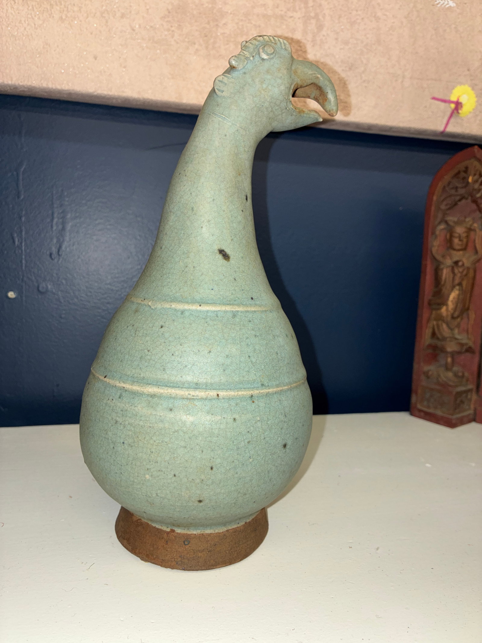 Thai Sawanghalok Celadon Ewer 16th Century W Hamsa Bird Head Mouth - 2