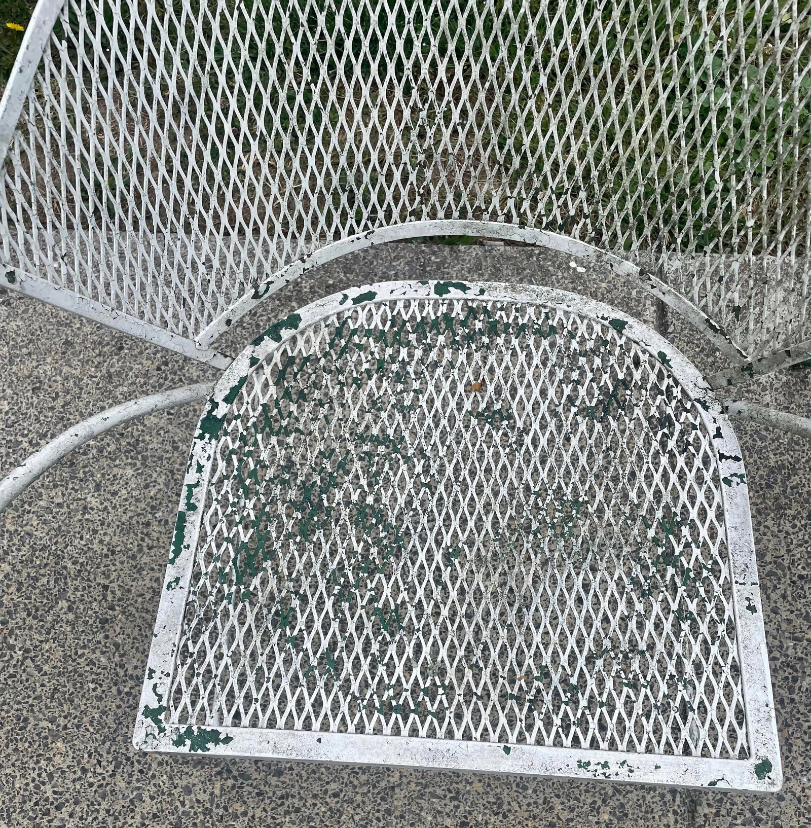 Set of 3 Wrought Iron Garden Patio Chairs Mesh Seats Backs Att Russell Woodard - 4