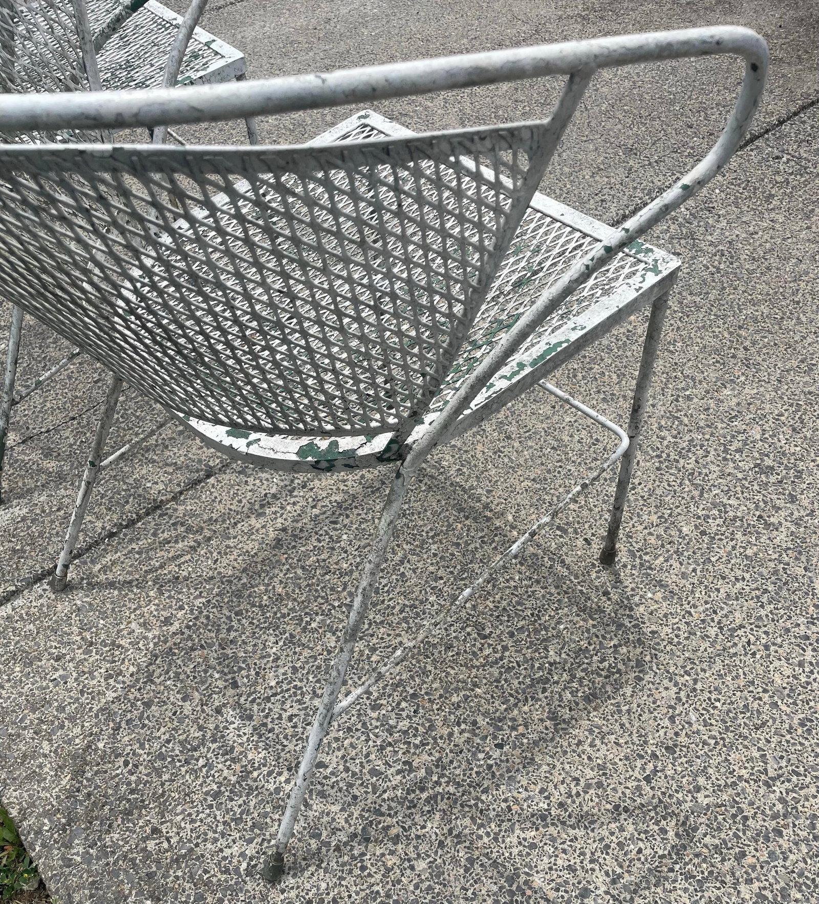 Set of 3 Wrought Iron Garden Patio Chairs Mesh Seats Backs Att Russell Woodard - 6