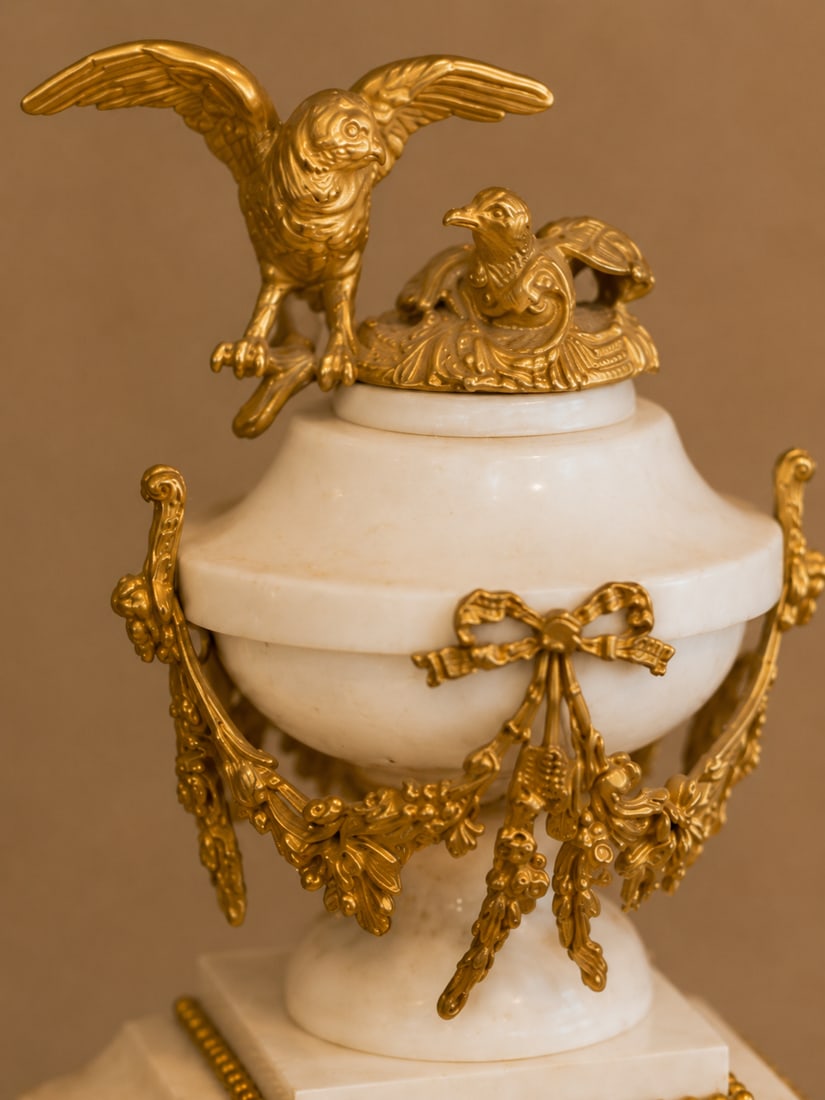 1855 Japy Freres Louis XVI Marble Clock Set - 3 Pc - 10