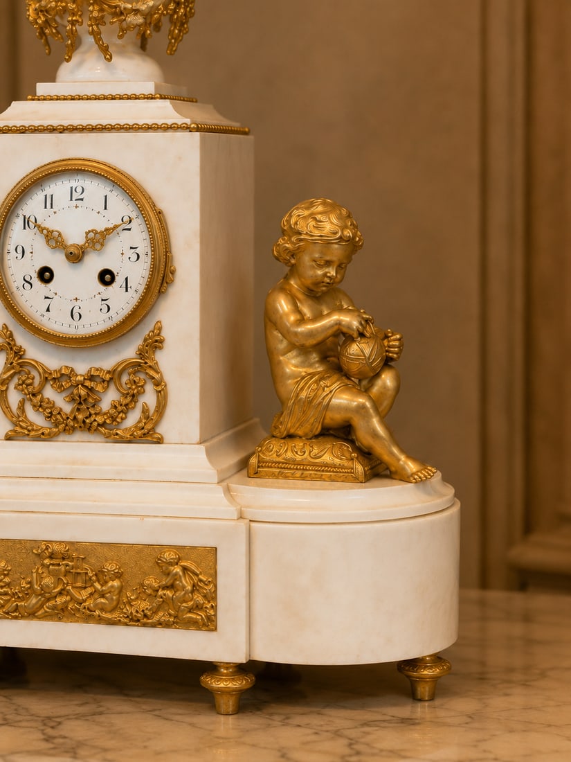 1855 Japy Freres Louis XVI Marble Clock Set - 3 Pc - 11