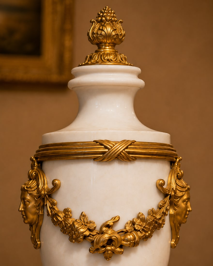 1855 Japy Freres Louis XVI Marble Clock Set - 3 Pc - 17