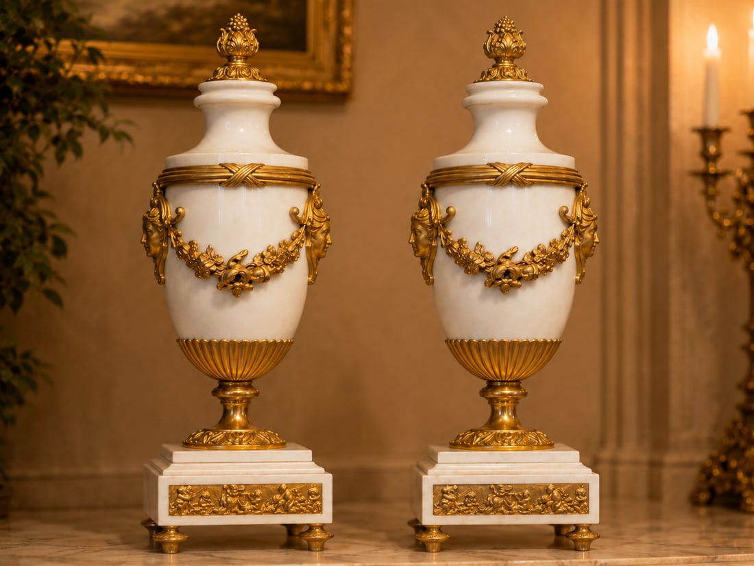 1855 Japy Freres Louis XVI Marble Clock Set - 3 Pc - 4