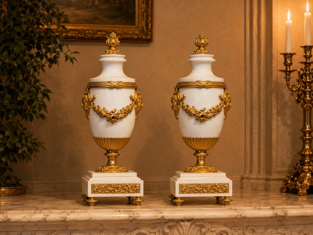 1855 Japy Freres Louis XVI Marble Clock Set - 3 Pc - 9