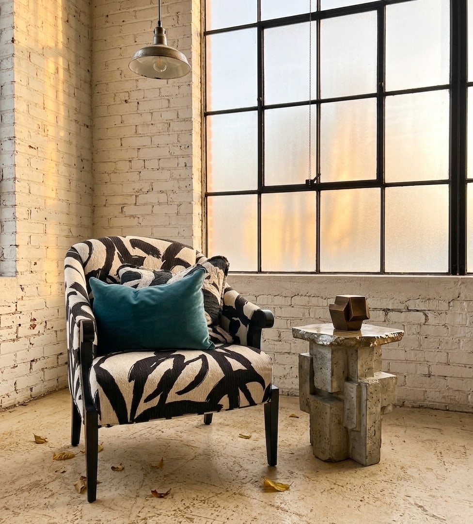 1980s Thayer Coggin Modern Graphic Accent Chair - 2