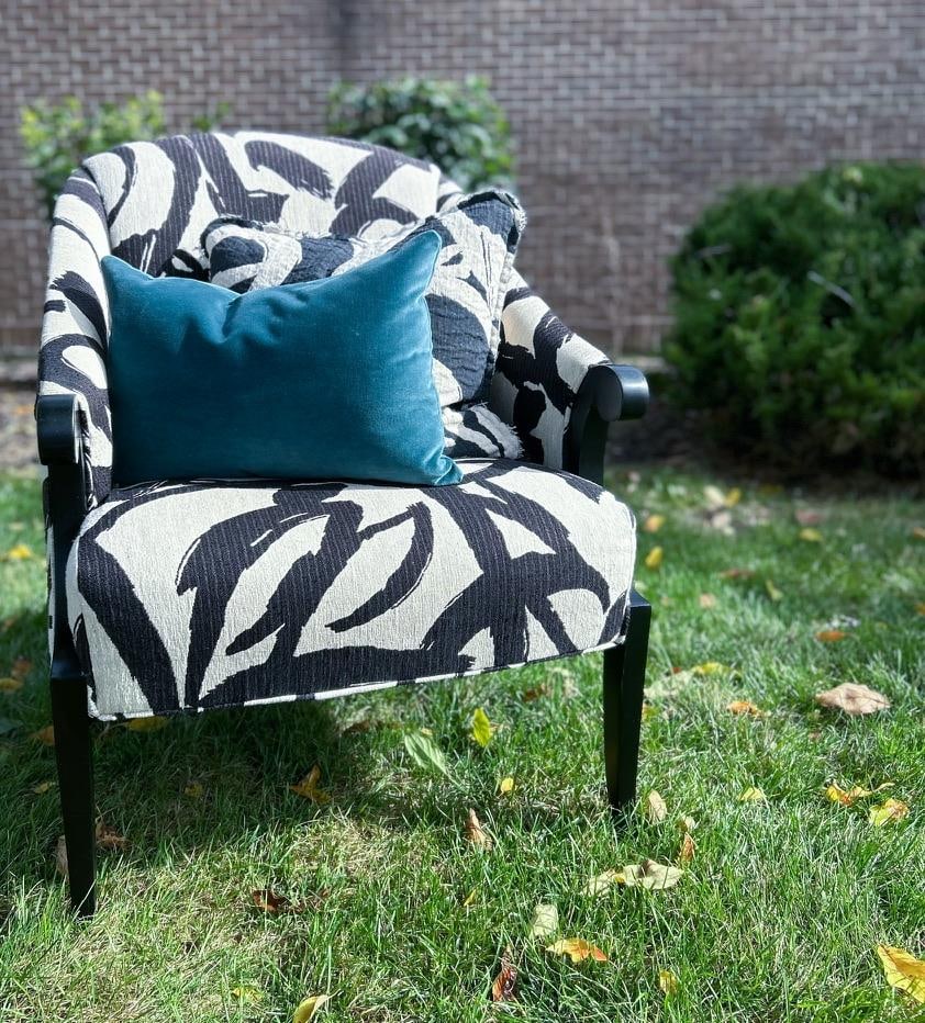 1980s Thayer Coggin Modern Graphic Accent Chair - 3