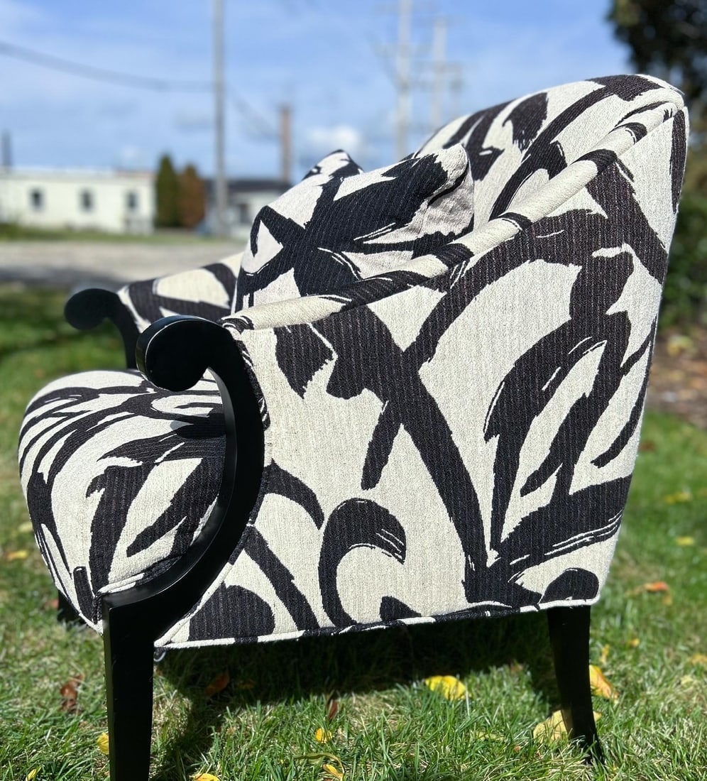1980s Thayer Coggin Modern Graphic Accent Chair - 5
