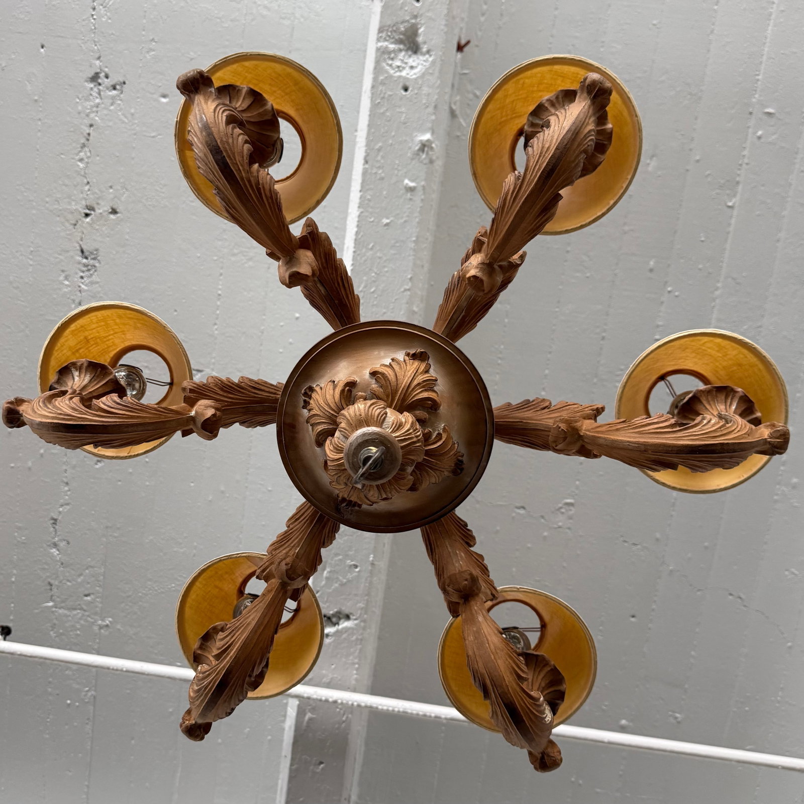 Late 20th Century Italian Baroque Style Carved Wood 6-Arm Chandelier - 7