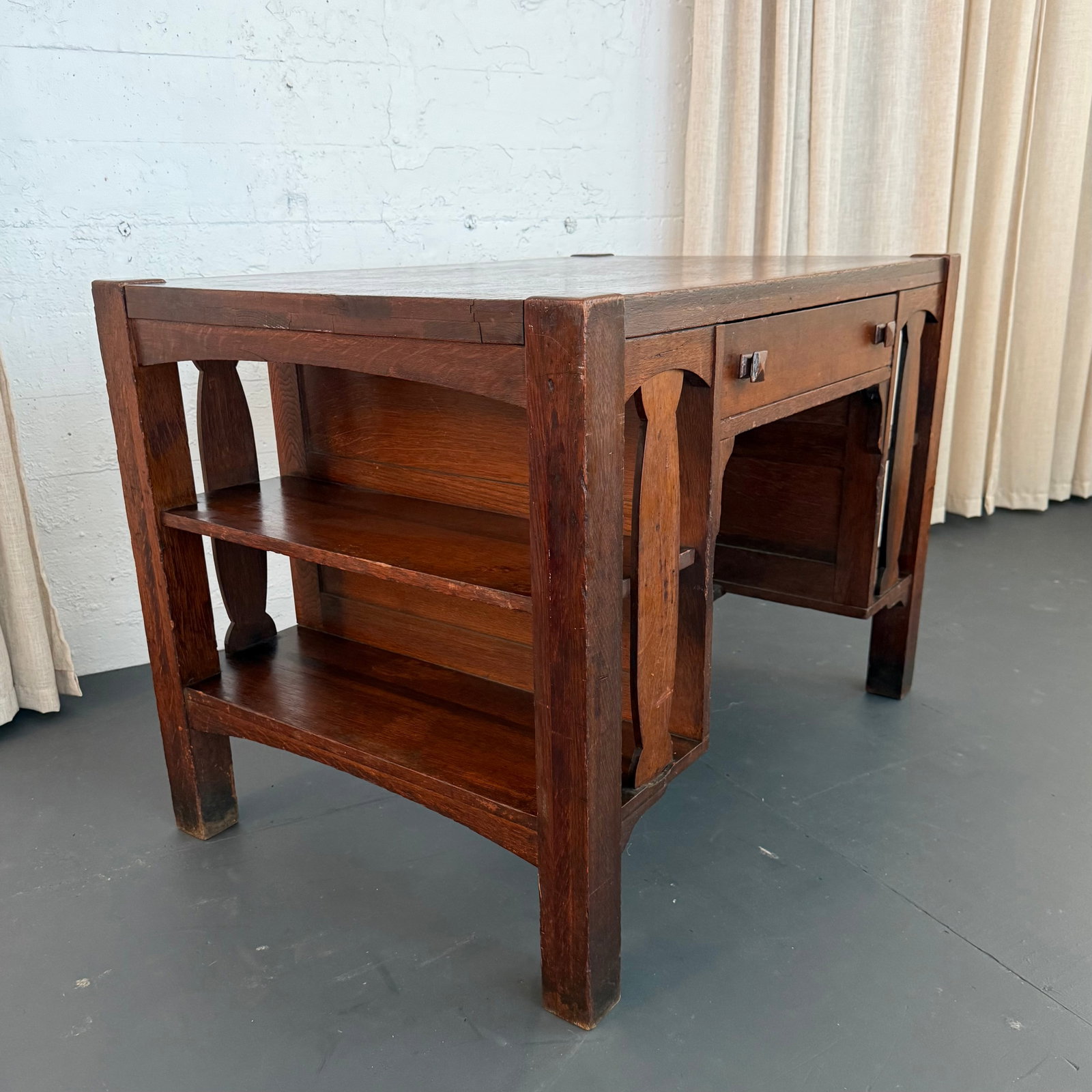 Stickley Brothers Style Arts & Crafts Double-Sided Desk With Bookshelves - 2