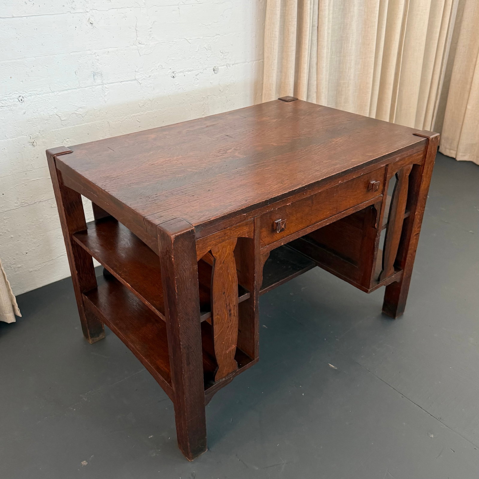 Stickley Brothers Style Arts & Crafts Double-Sided Desk With Bookshelves - 3