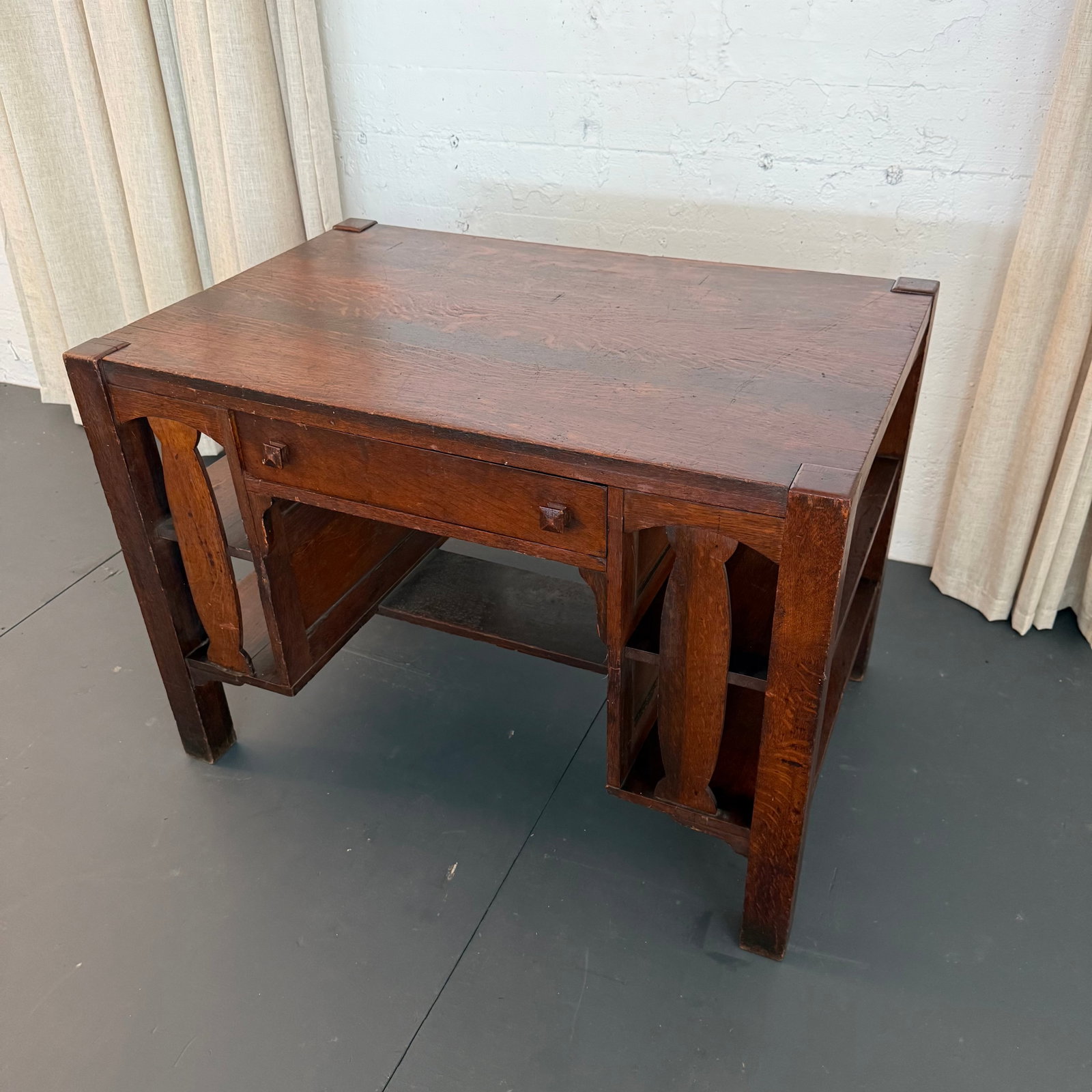 Stickley Brothers Style Arts & Crafts Double-Sided Desk With Bookshelves - 4