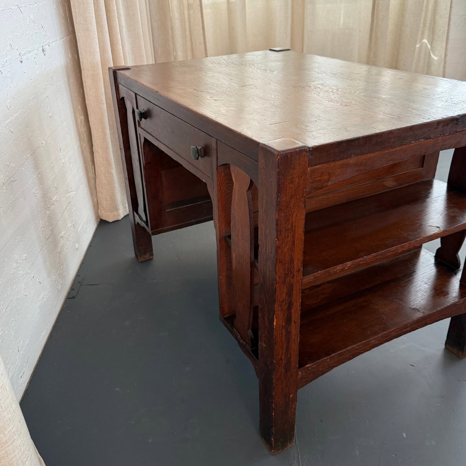Stickley Brothers Style Arts & Crafts Double-Sided Desk With Bookshelves - 5