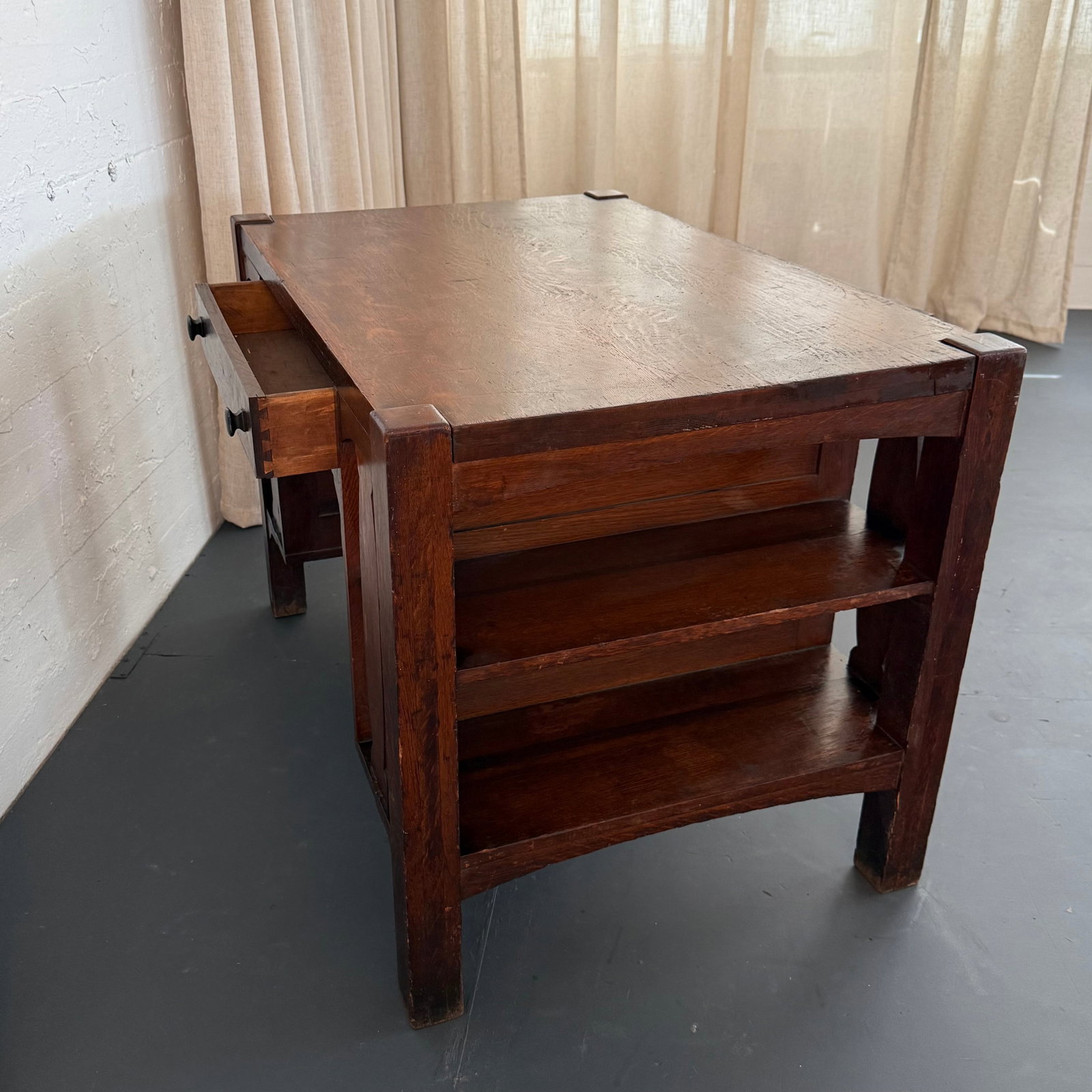 Stickley Brothers Style Arts & Crafts Double-Sided Desk With Bookshelves - 6