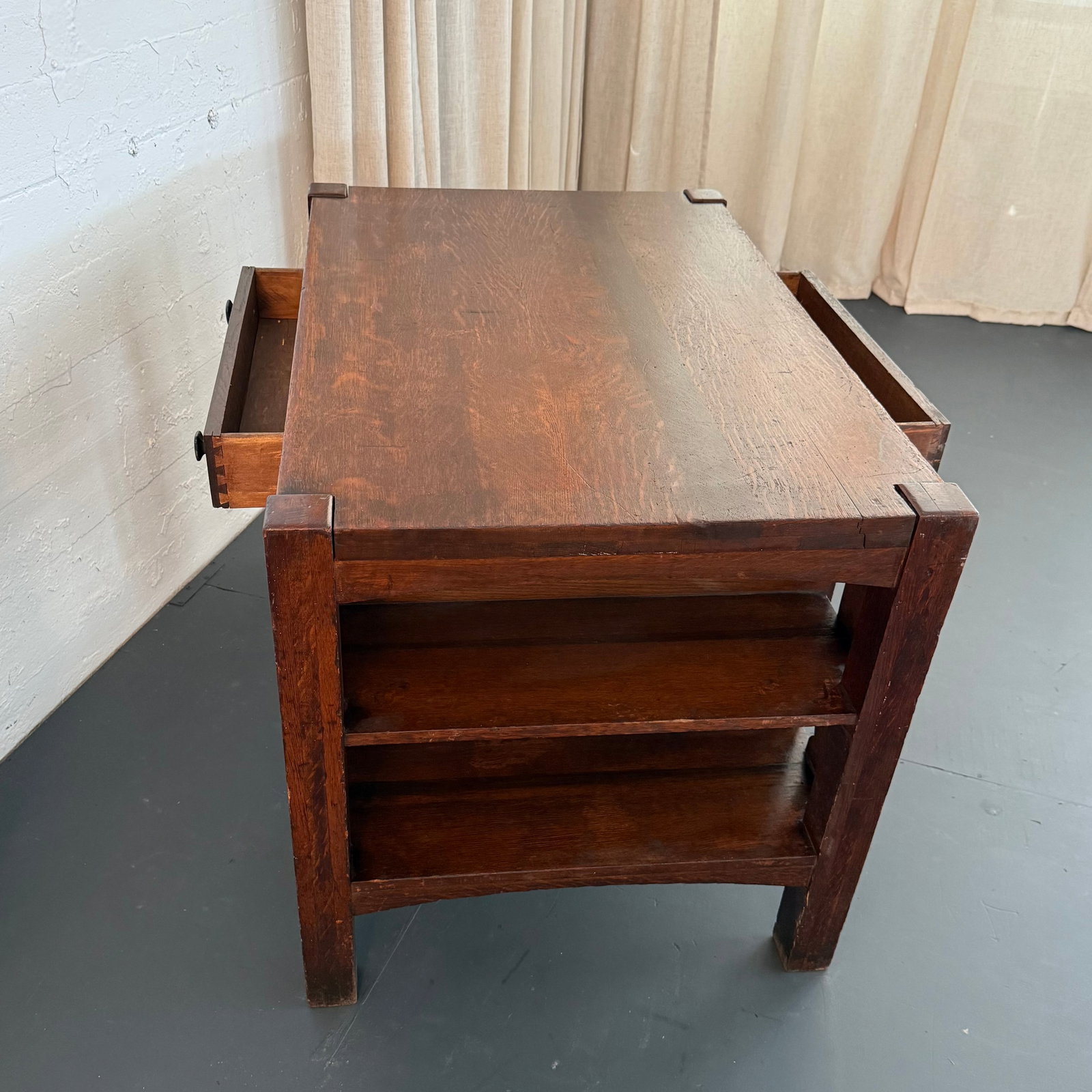 Stickley Brothers Style Arts & Crafts Double-Sided Desk With Bookshelves - 7