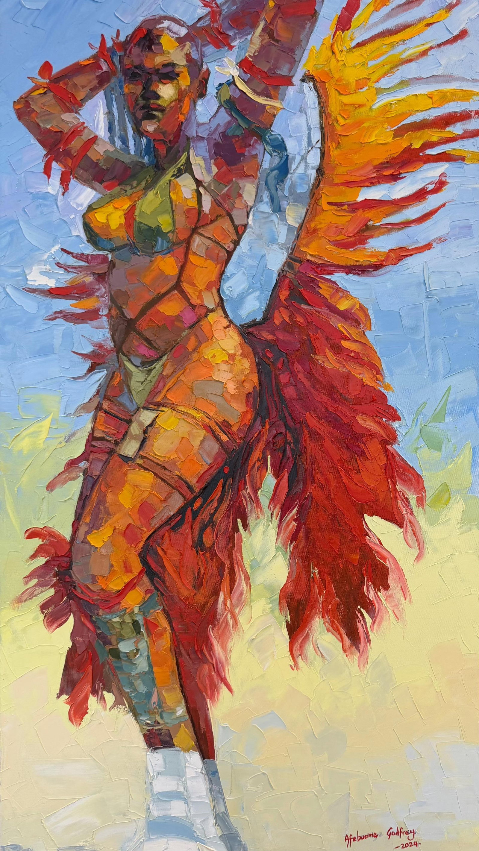 Samba of the Sun, Impasto Oil Painting by Godfrey Afebuame (2026) - 2