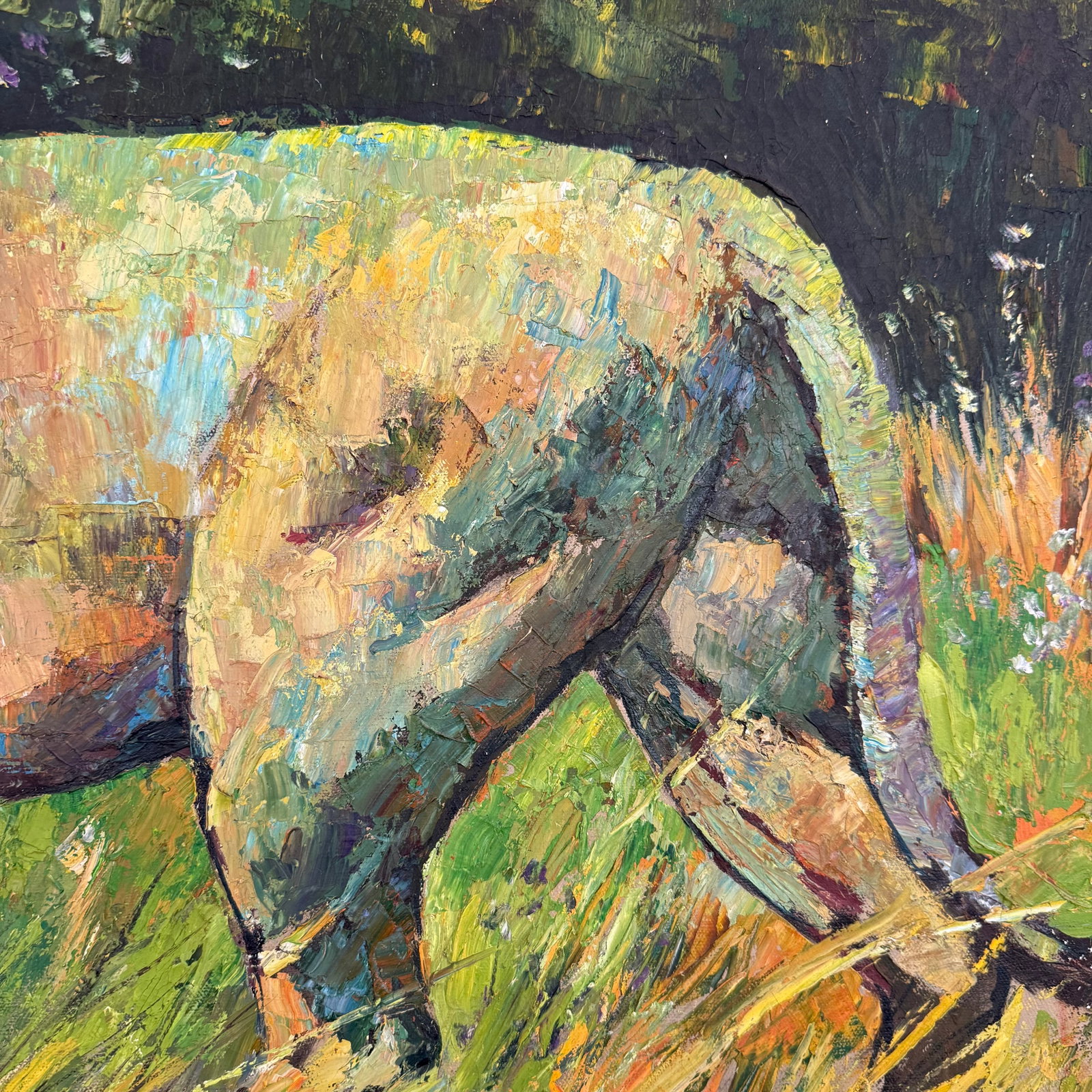 1970s Framed Impressionist Lion in the Wild Painting by Noparat Livisddhi - 6