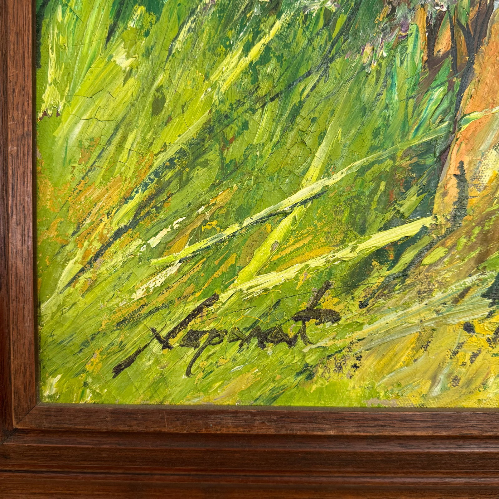 1970s Framed Impressionist Lion in the Wild Painting by Noparat Livisddhi - 8