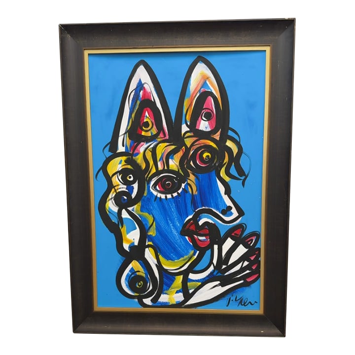 Blue Woman From Paris, Peter Keil: Peter Keil is a German artist who focuses primarily on abstract expressionism. Keil painted with some of the greats, including Joan Miró, Pablo Picasso, and Andy Warhol, to name a few. This is a