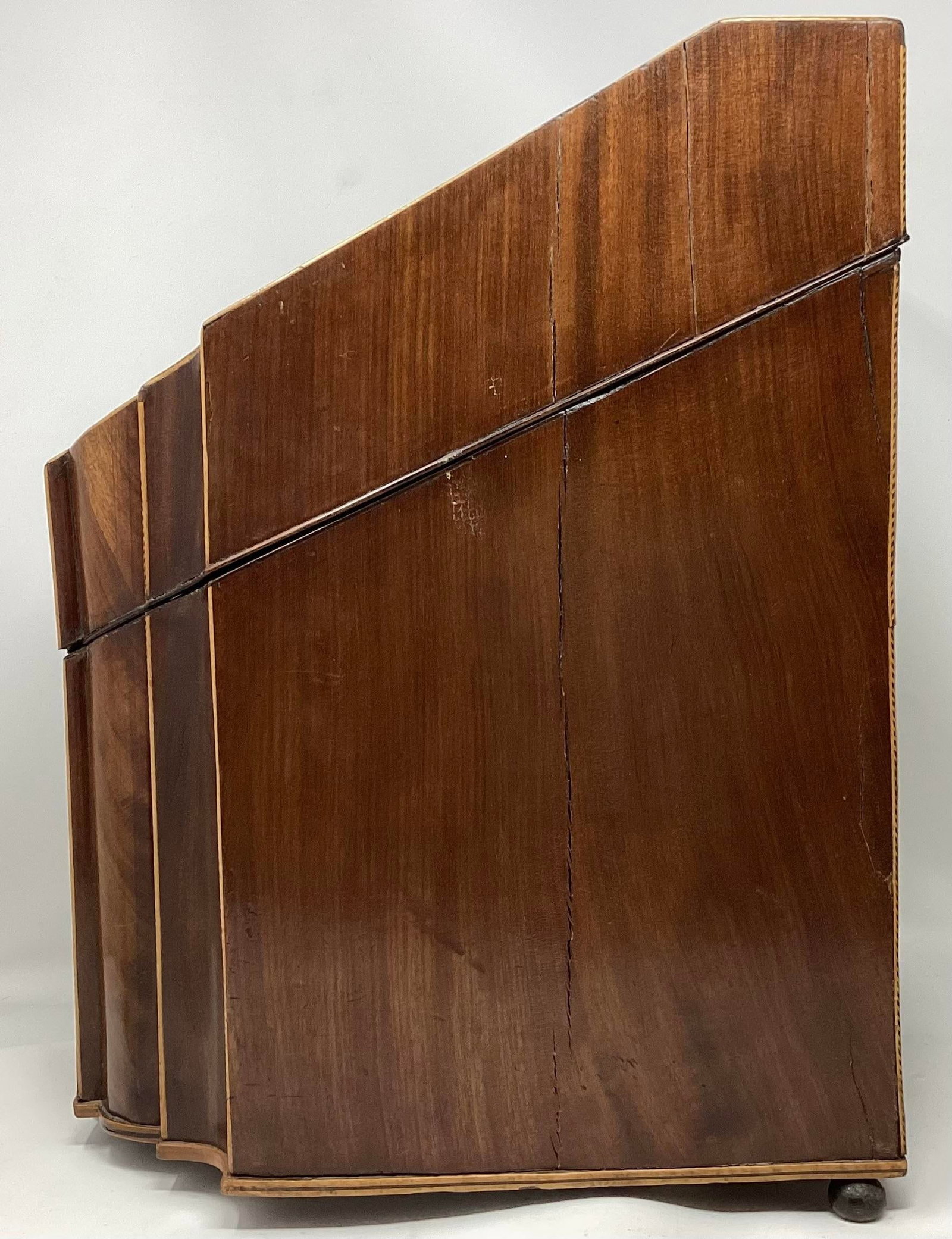 18th C Mahogany Inlaid Knife Box Converted to Stationary Box in 19th C. - 5