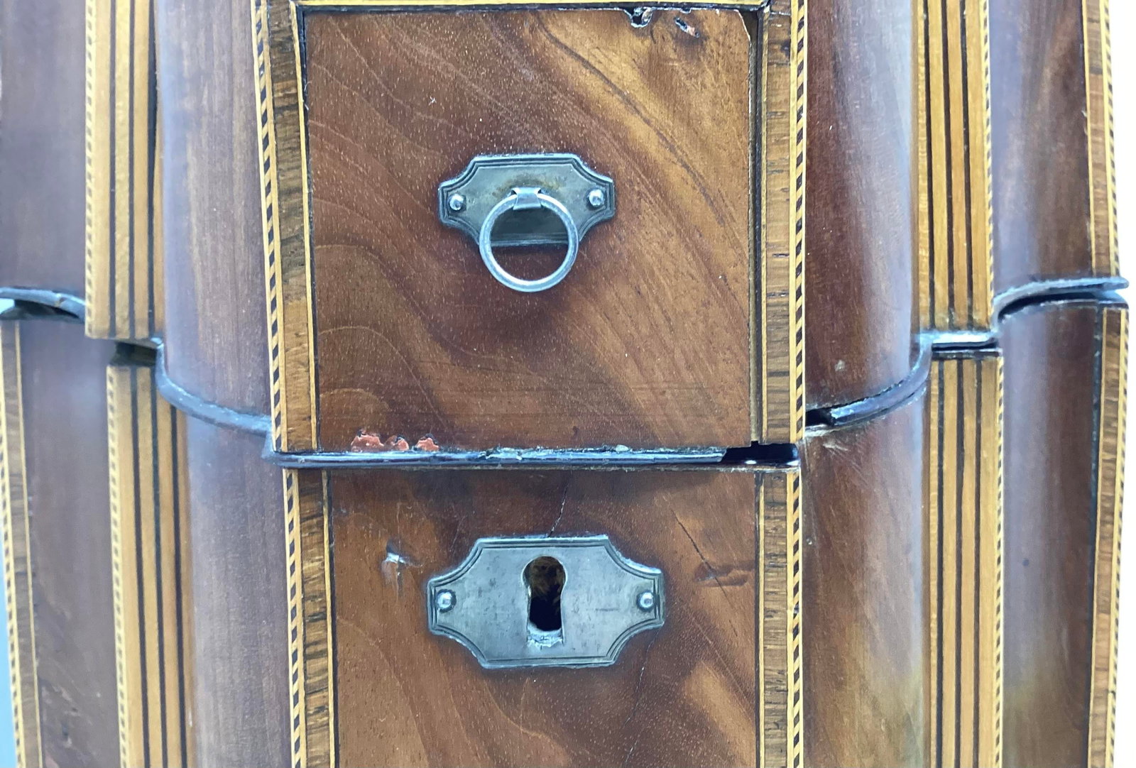 18th C Mahogany Inlaid Knife Box Converted to Stationary Box in 19th C. - 8