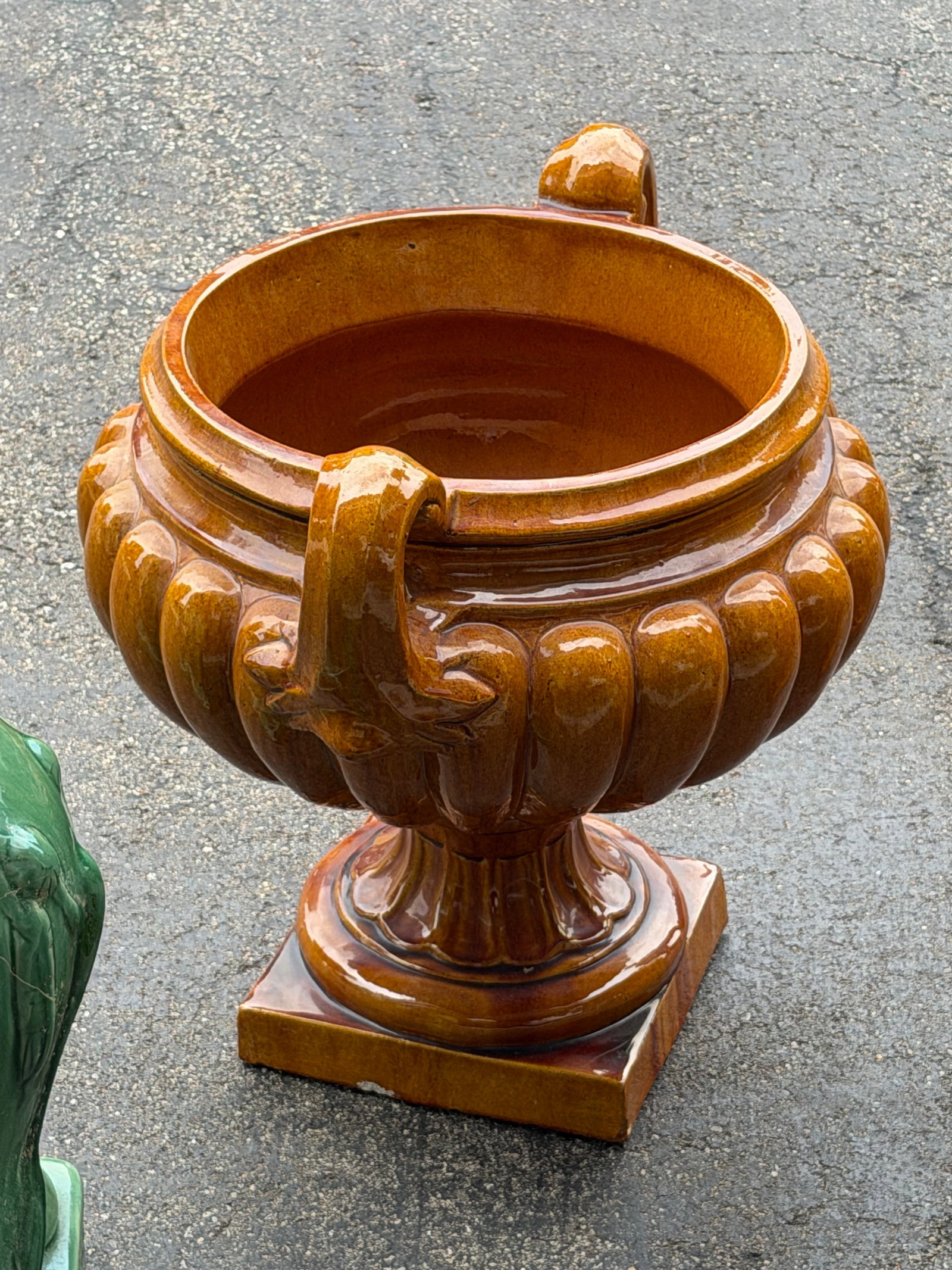 Monumental Glazed Ceramic Campana Urns on Pedestals 42" a Pair - 4