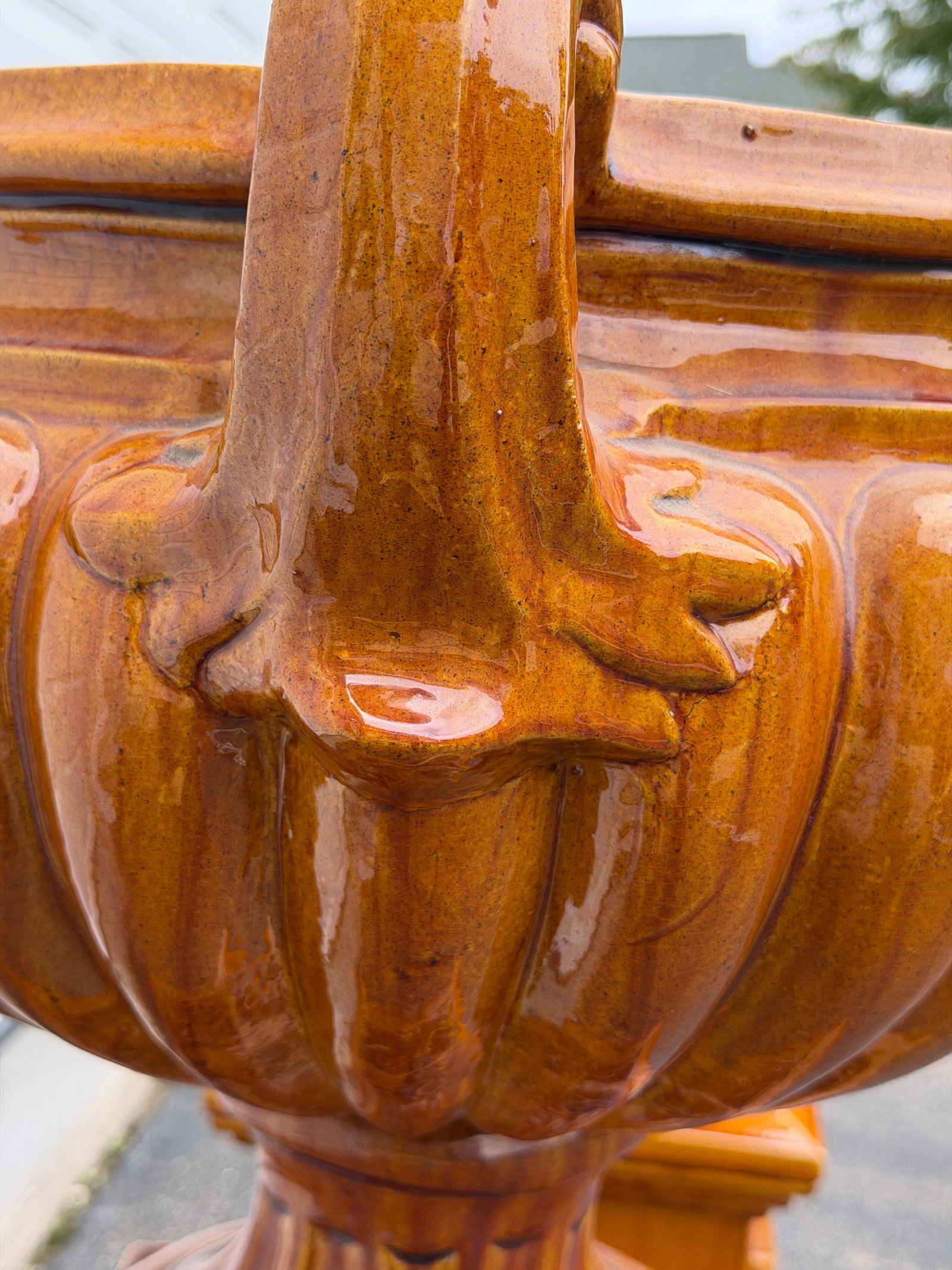 Monumental Glazed Ceramic Campana Urns on Pedestals 42" a Pair - 7
