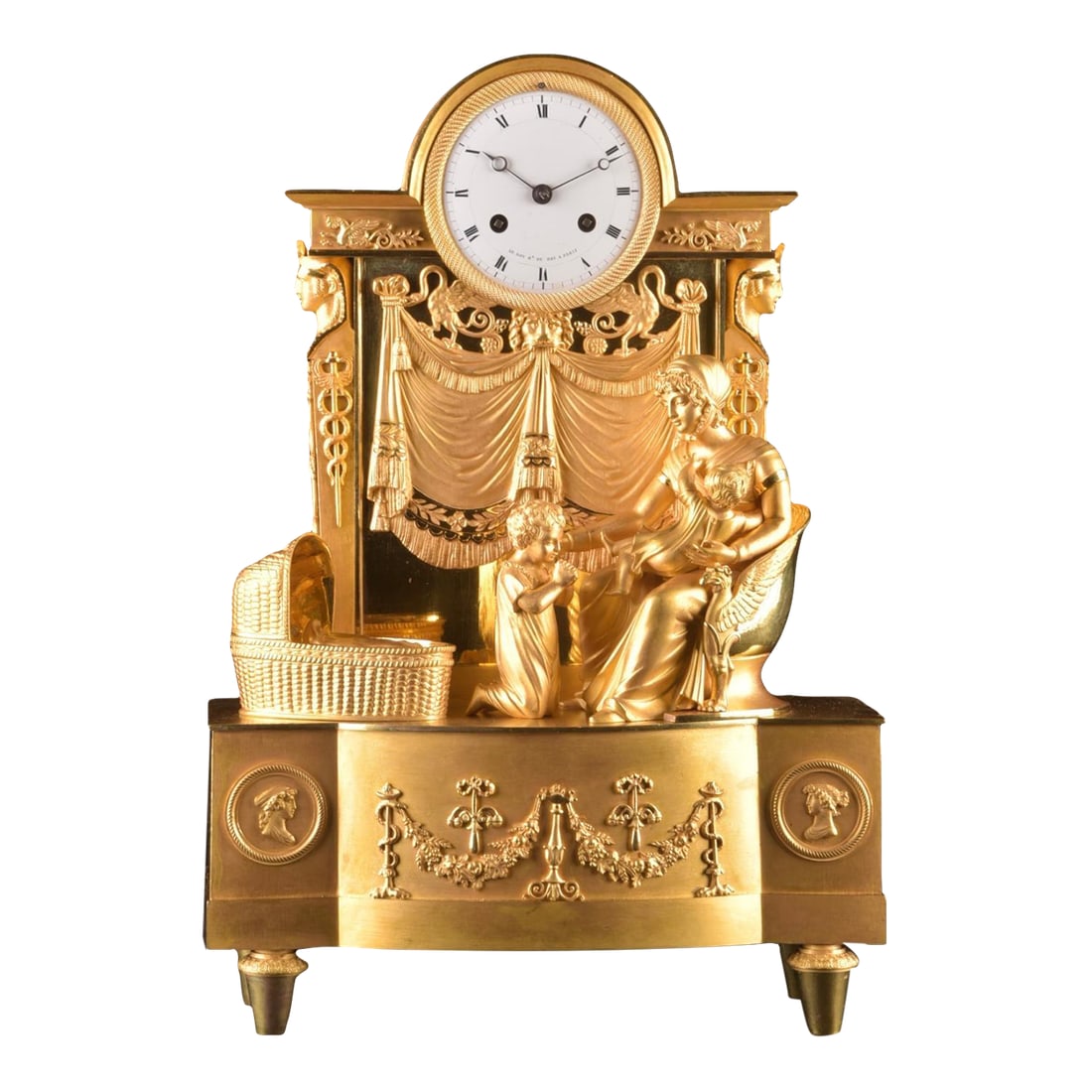 c.1820 Reiche Empire Gilt Ormolu Bronze Clock (1 of 18)