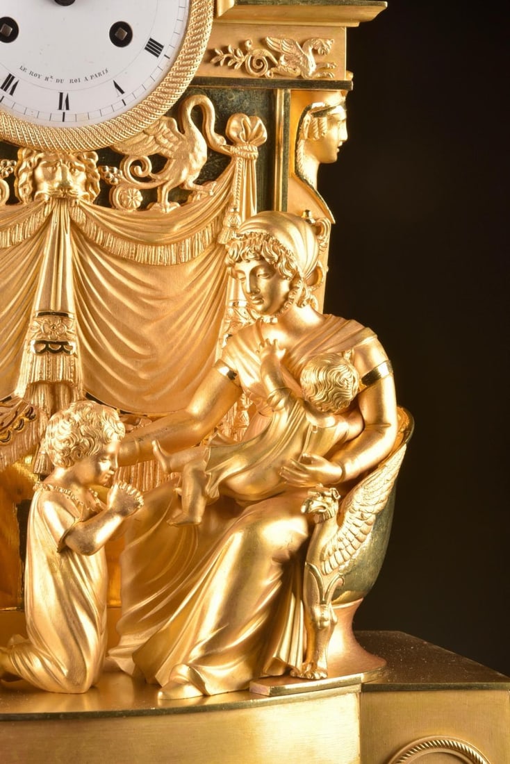 c.1820 Reiche Empire Gilt Ormolu Bronze Clock - 2