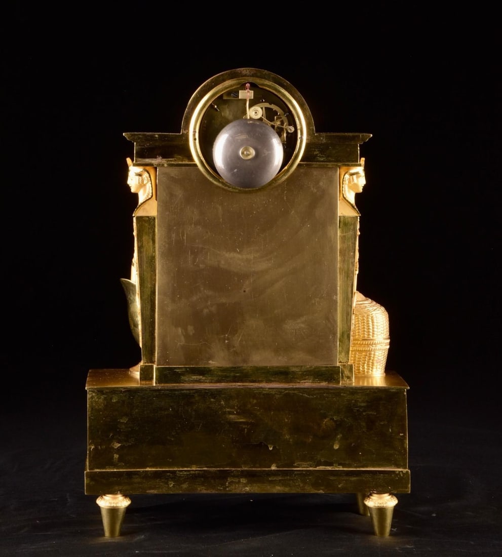 c.1820 Reiche Empire Gilt Ormolu Bronze Clock - 4