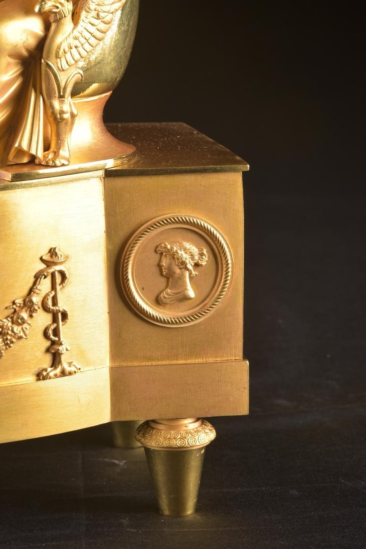 c.1820 Reiche Empire Gilt Ormolu Bronze Clock - 5