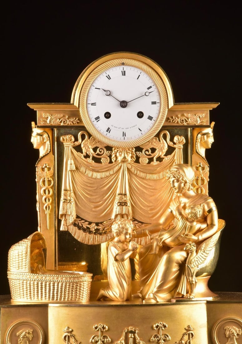c.1820 Reiche Empire Gilt Ormolu Bronze Clock - 7