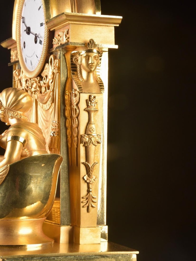c.1820 Reiche Empire Gilt Ormolu Bronze Clock - 8
