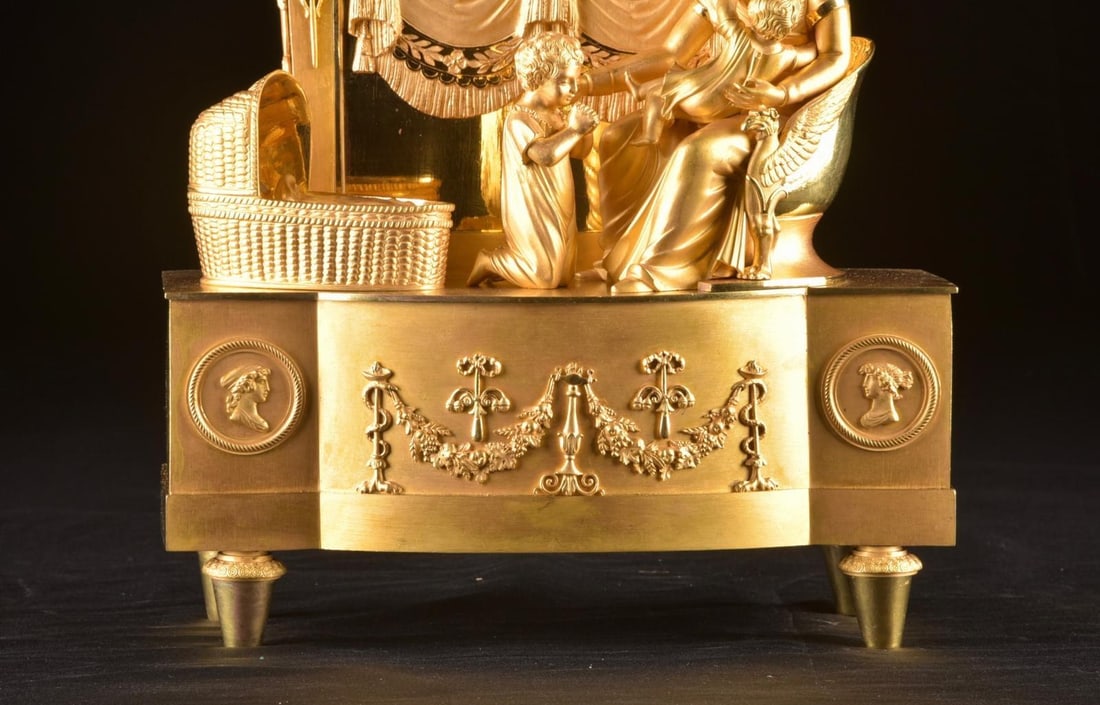 c.1820 Reiche Empire Gilt Ormolu Bronze Clock - 9