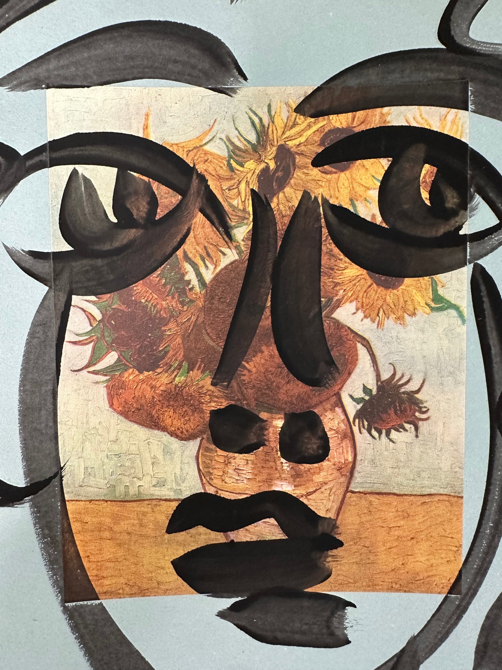 Original Peter Keil Mixed Media Van Gogh Sunflowers Painting - 2