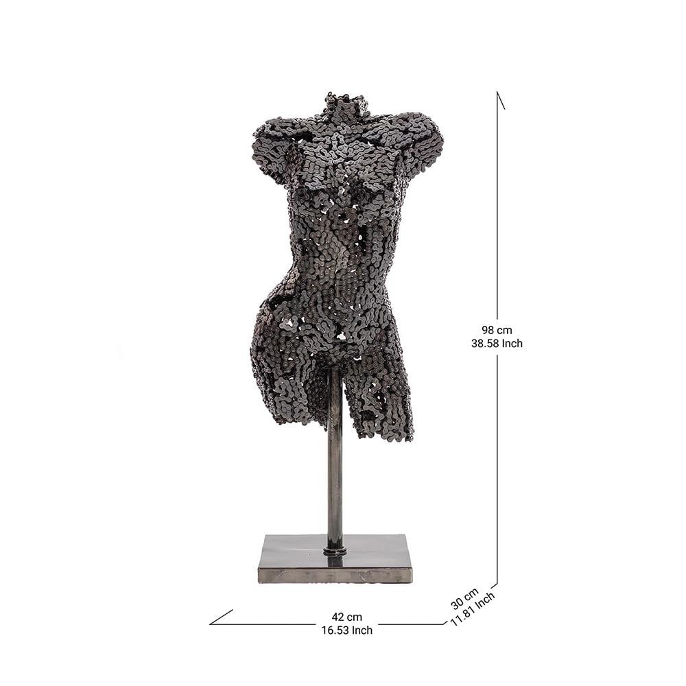 Premium Handcrafted Bicycle Chain Torso Sculpture | 38" | One of a Kind - 2
